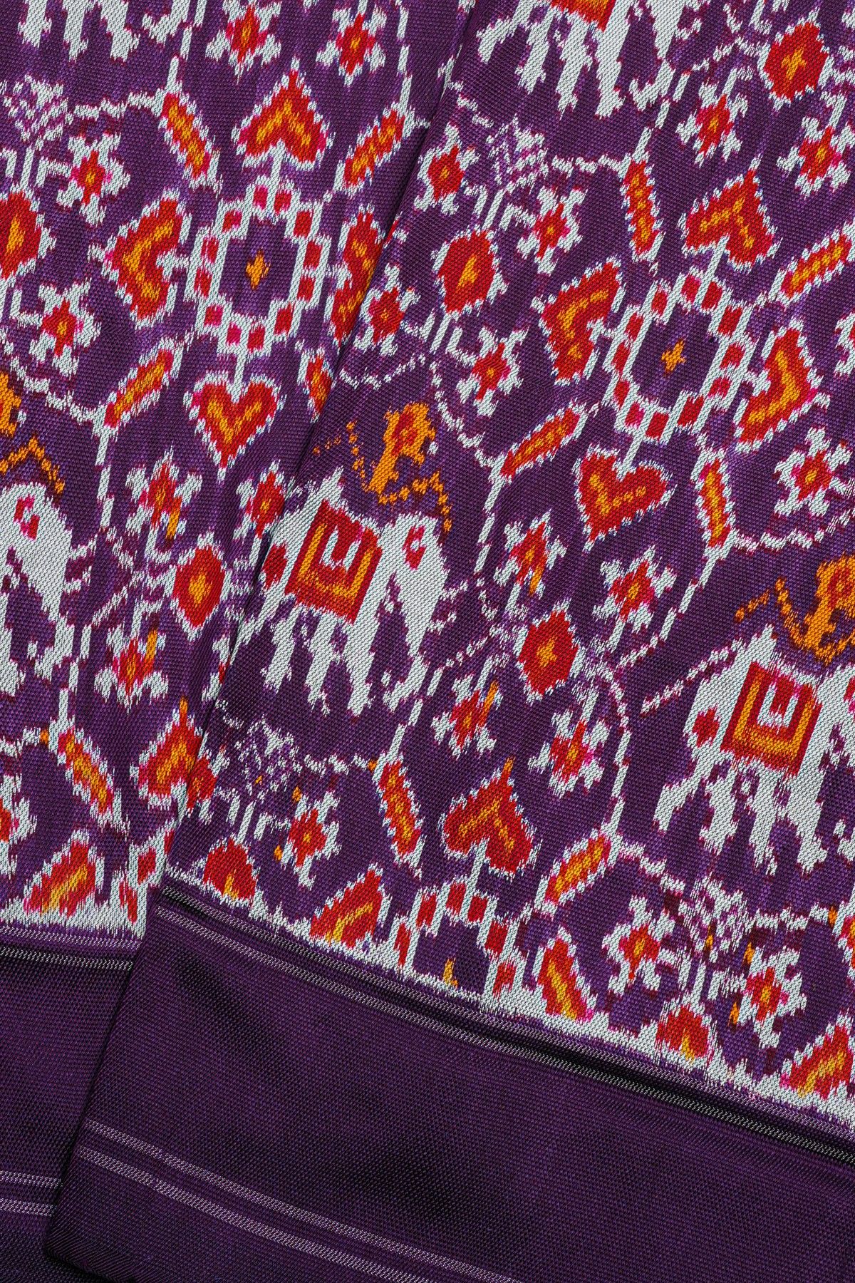 Ikat Silk Navy Blue Saree