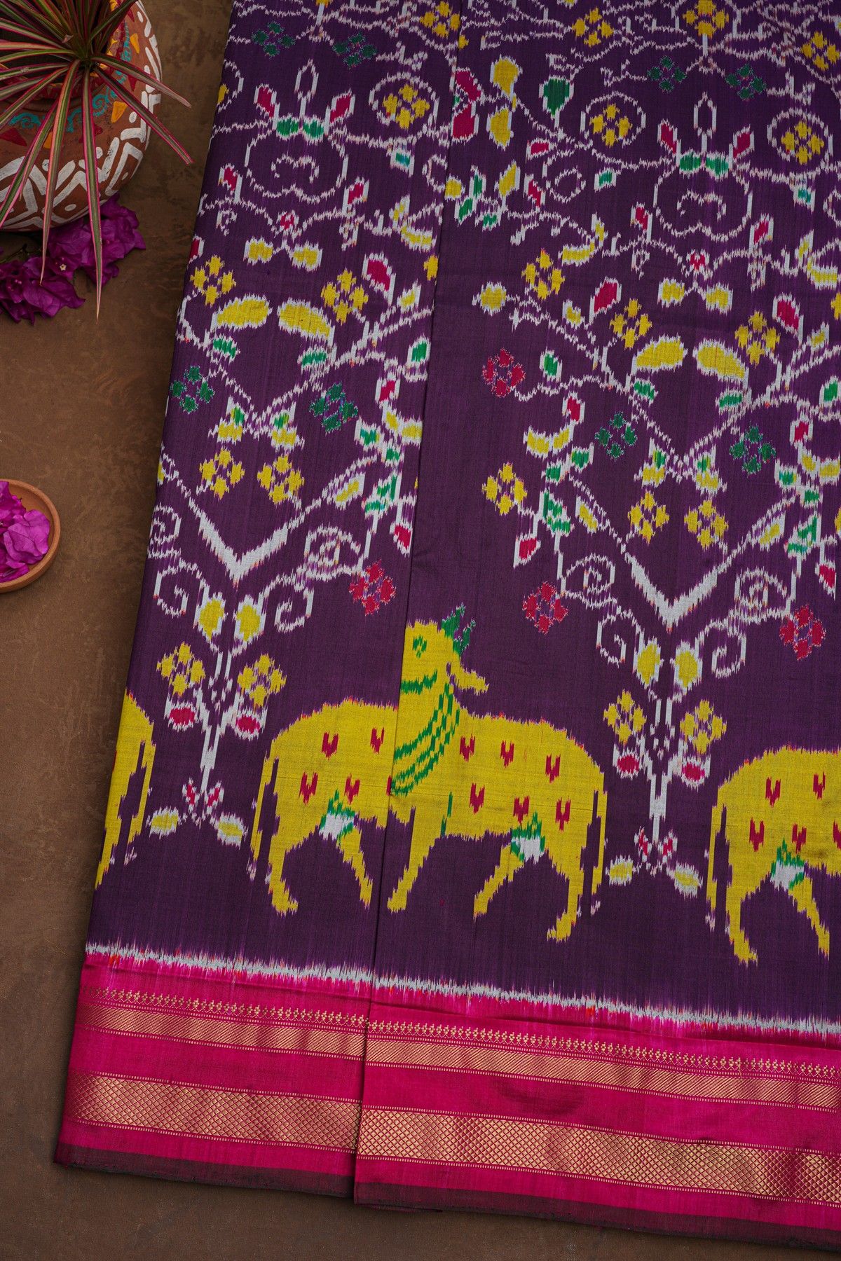 Ikat Silk Navy Blue Saree