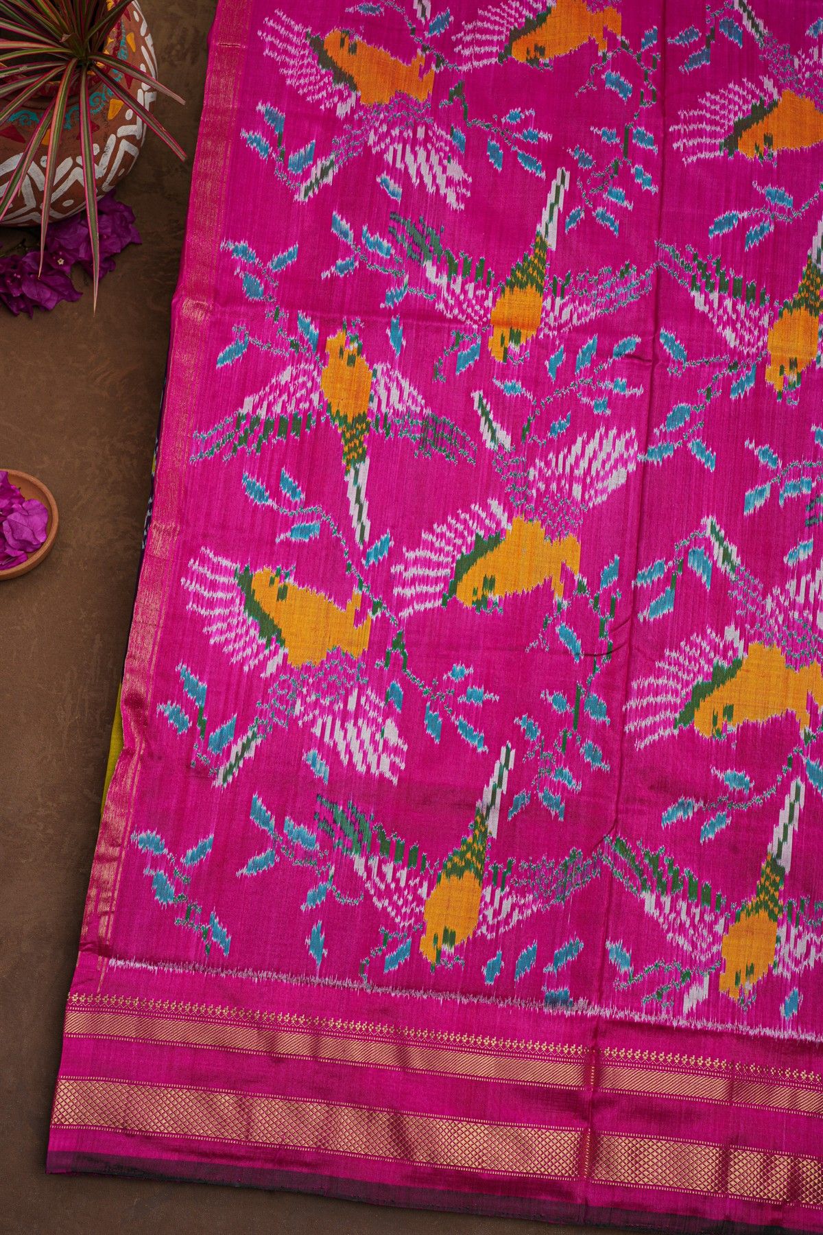 Ikat Silk Navy Blue Saree