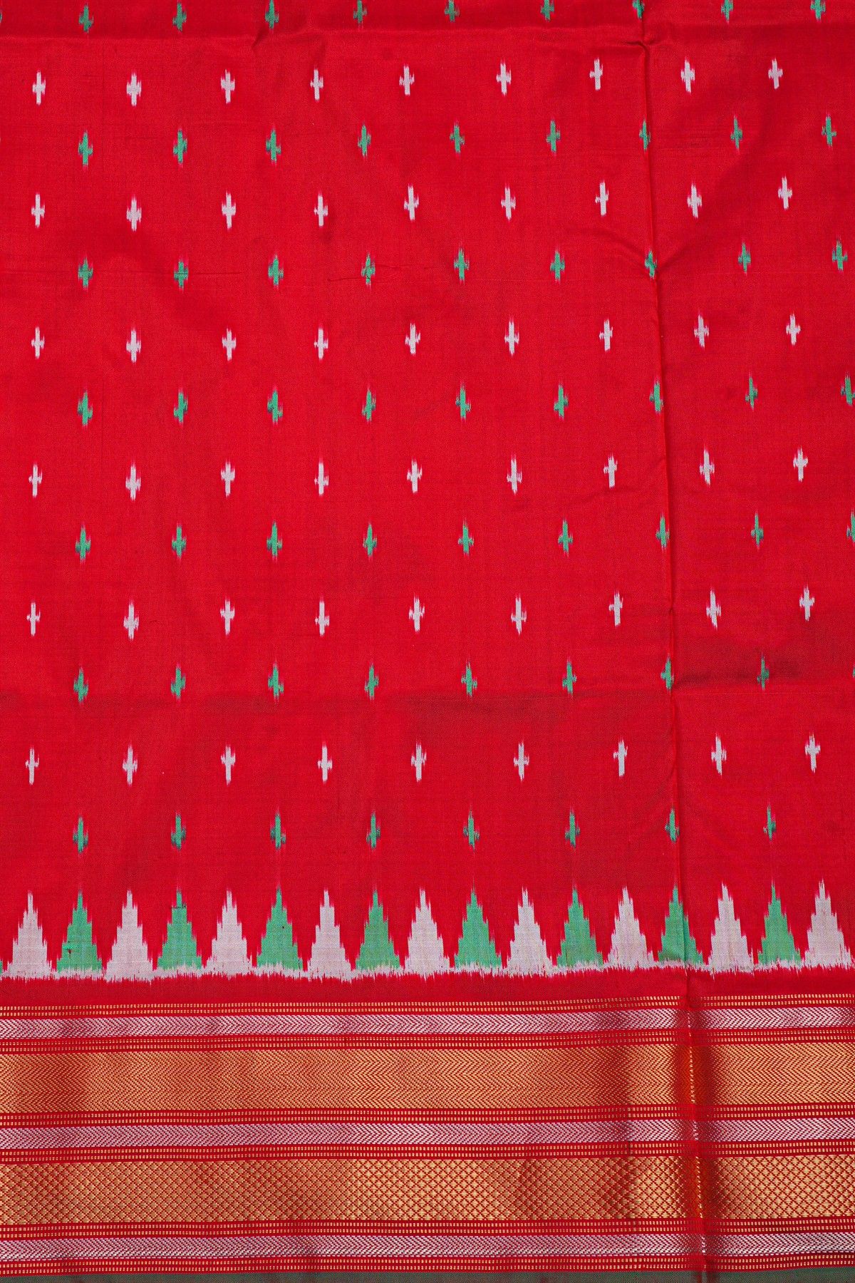 Ikat Silk Off White Saree