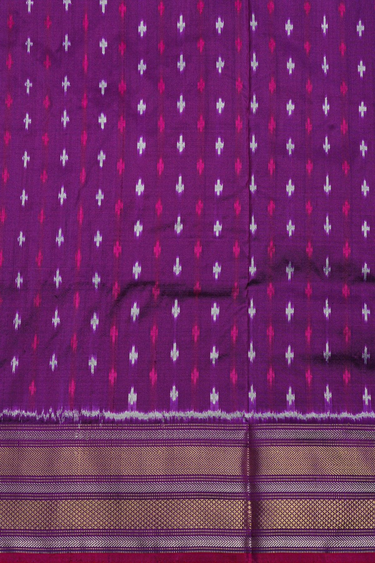 Ikat Silk Off White Saree