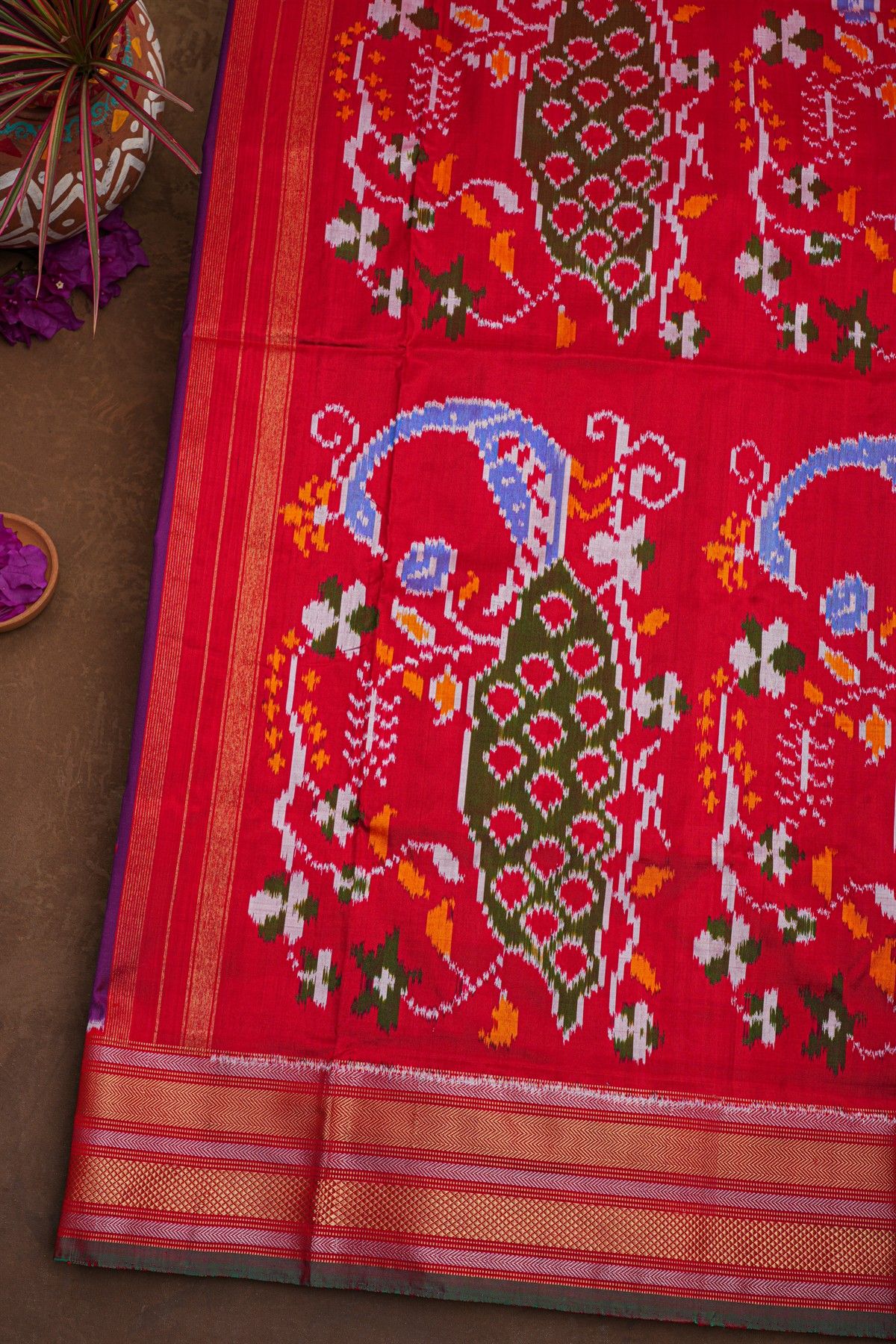 Ikat Silk Purple Saree