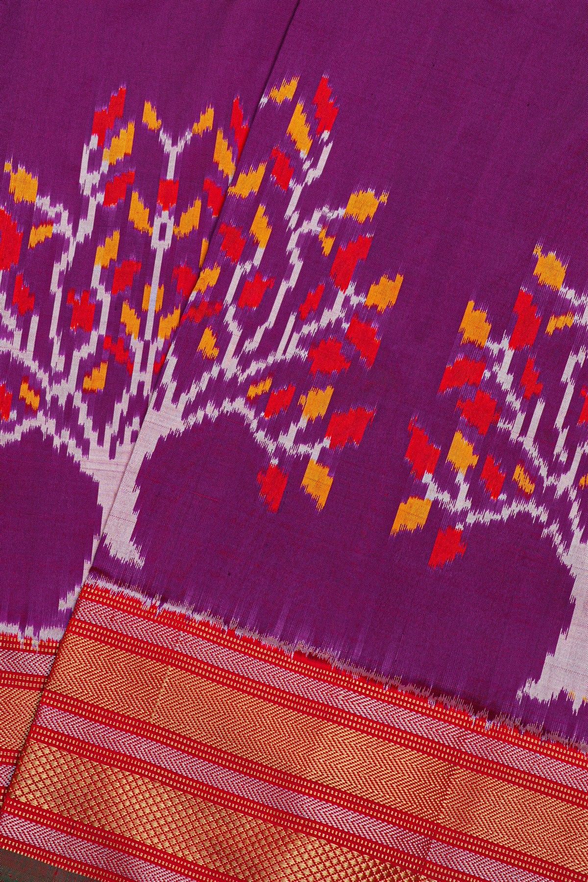 Ikat Silk Purple Saree