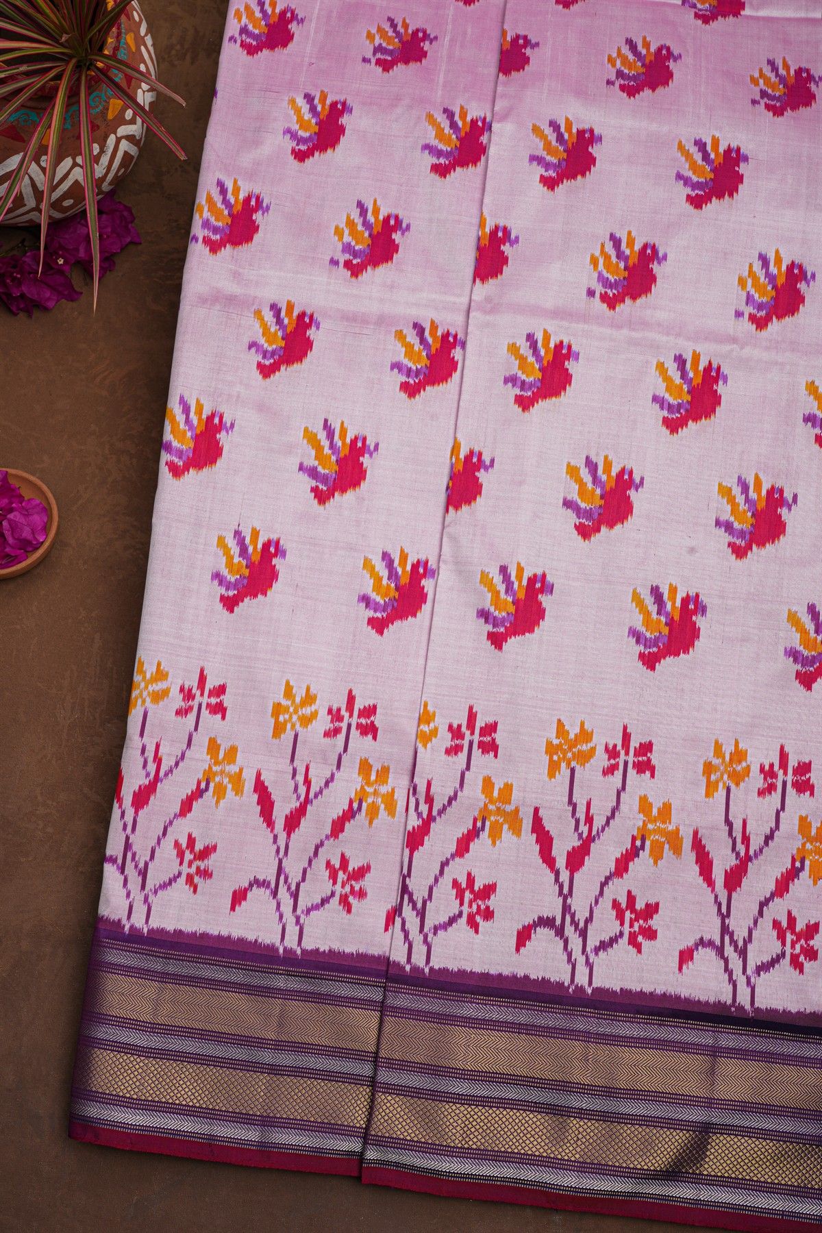 Ikat Silk Dual Colour Saree