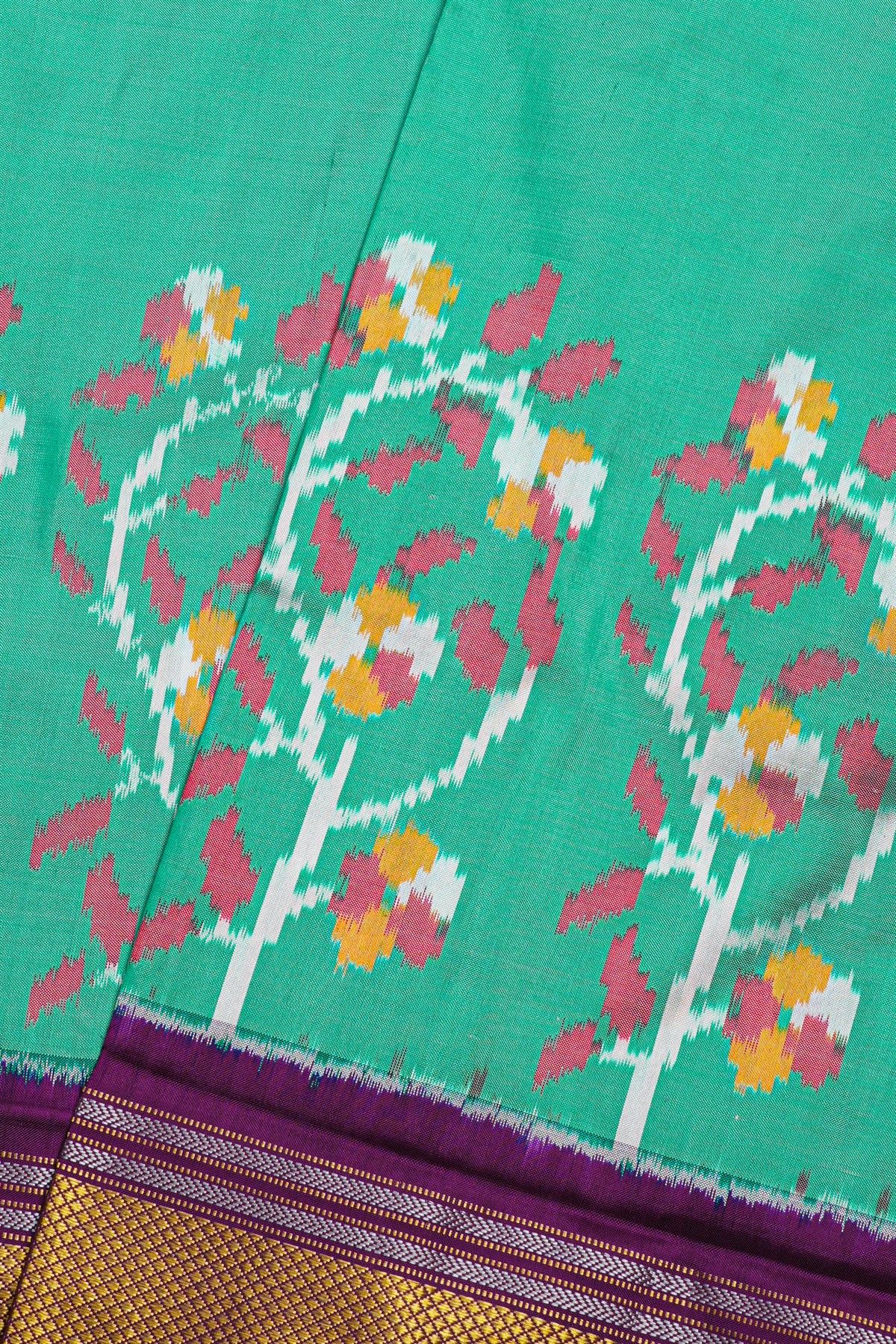 Ikat Silk Sea Green Saree