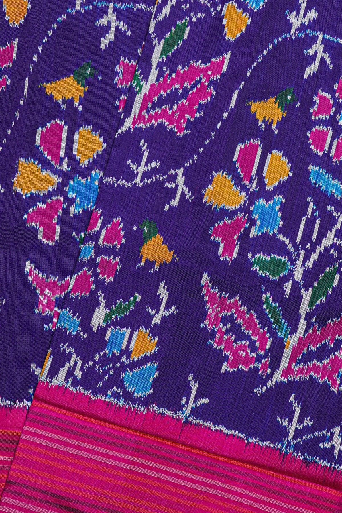 Ikat Silk navy Blue saree