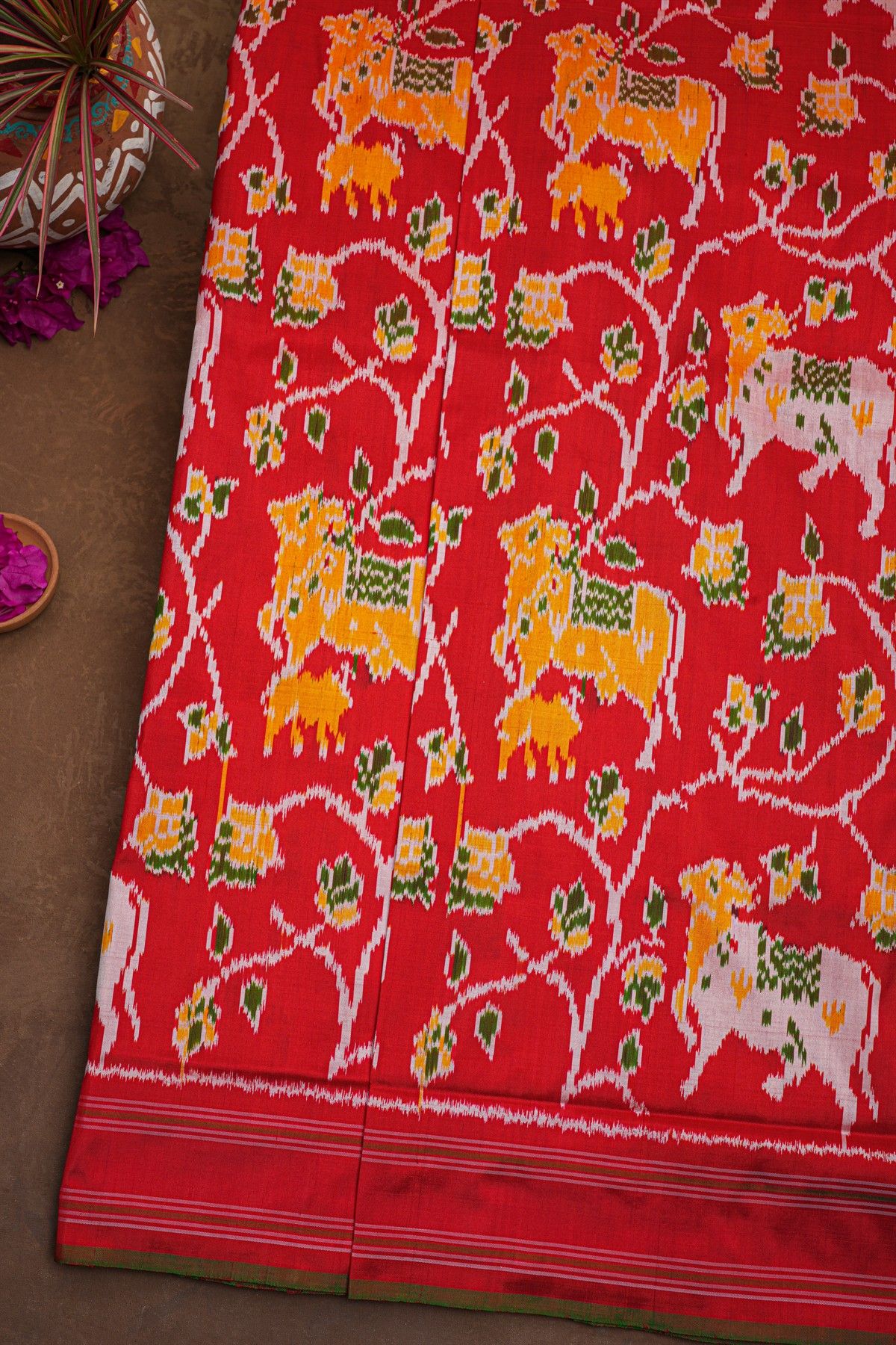 IKat Silk Red Saree