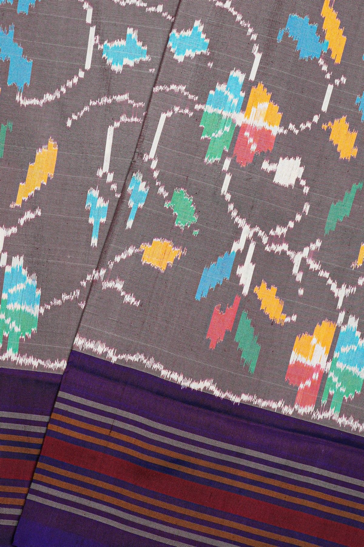 Ikat Silk Grey Saree