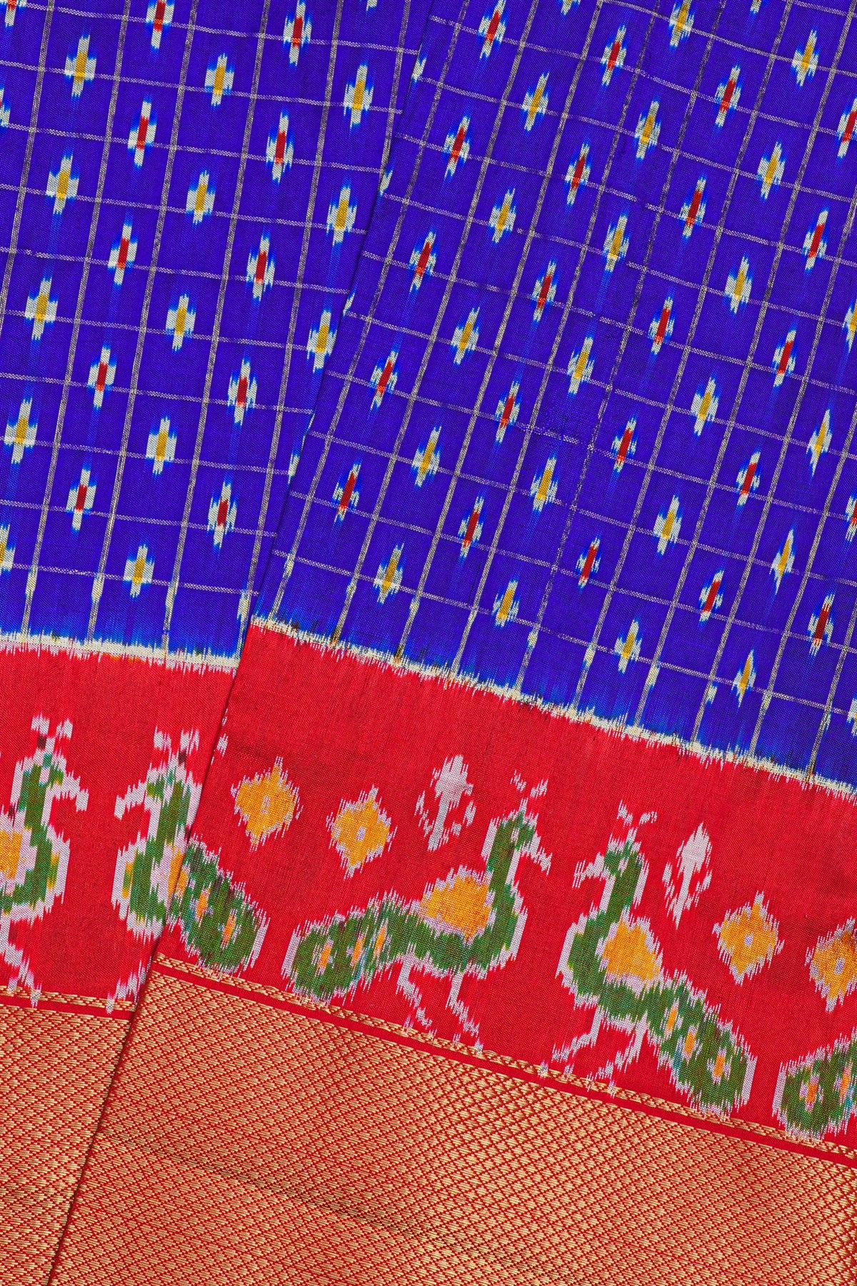 Ikat Silk Royal Blue Saree