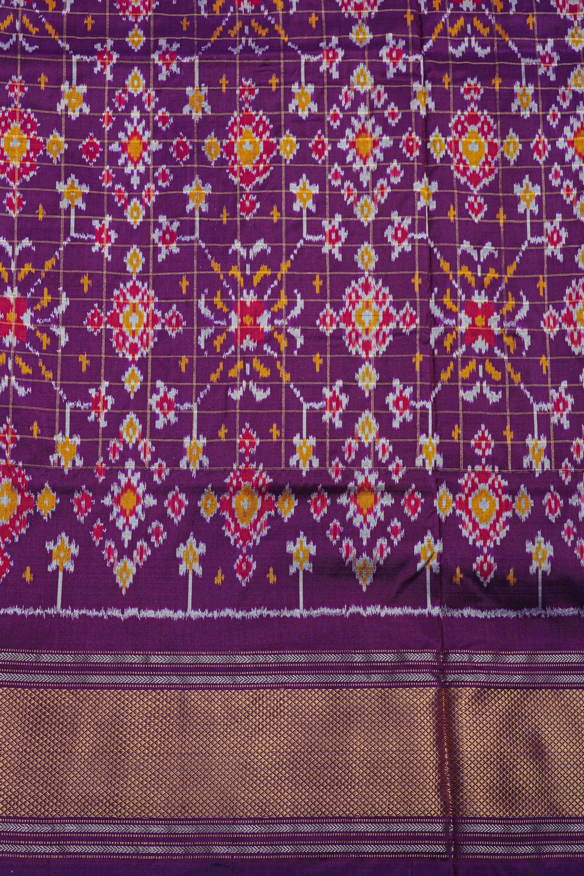 Ikat Silk  Yellow Saree