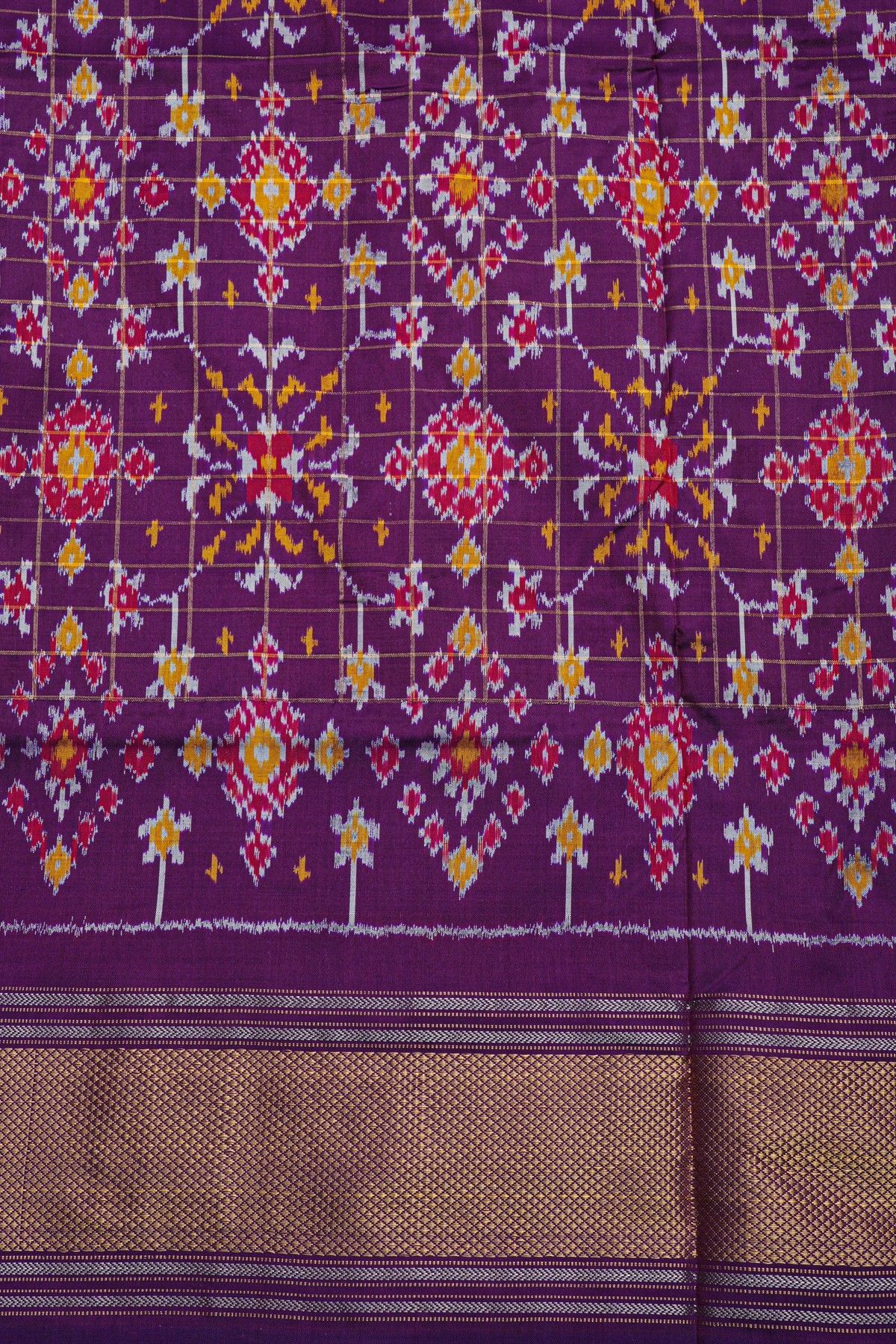 Ikat Silk Orange Saree