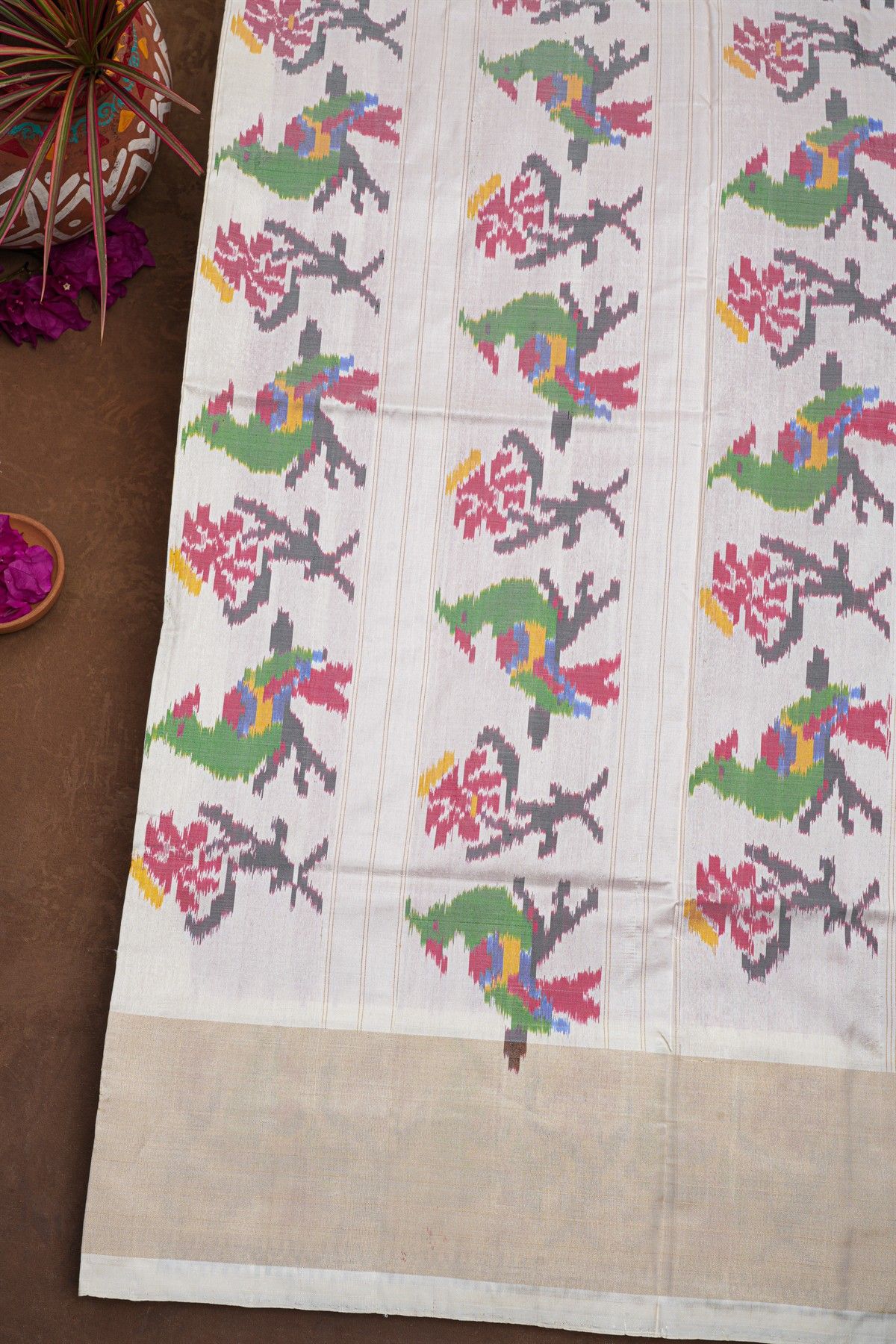 Ikat Silk Magenta Saree