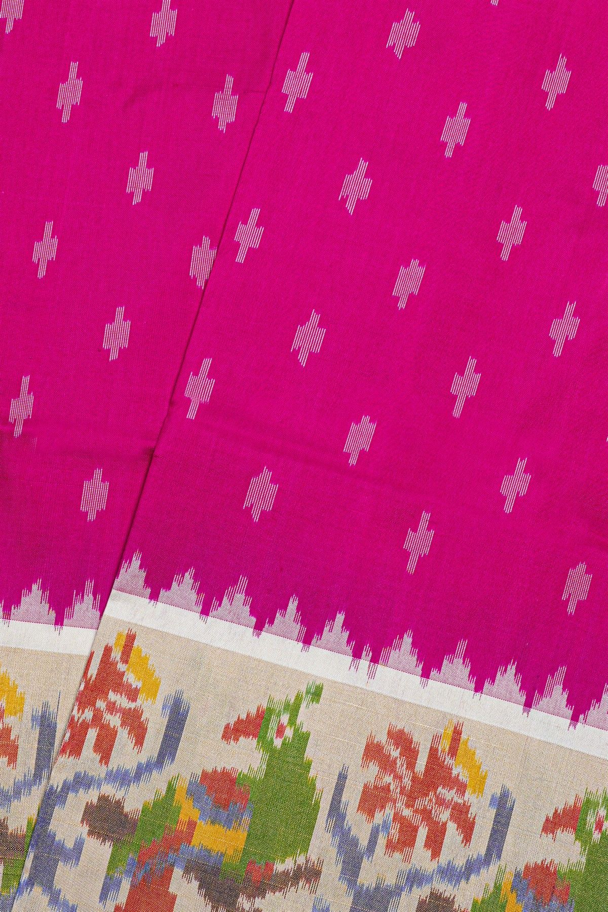 Ikat Silk Magenta Saree