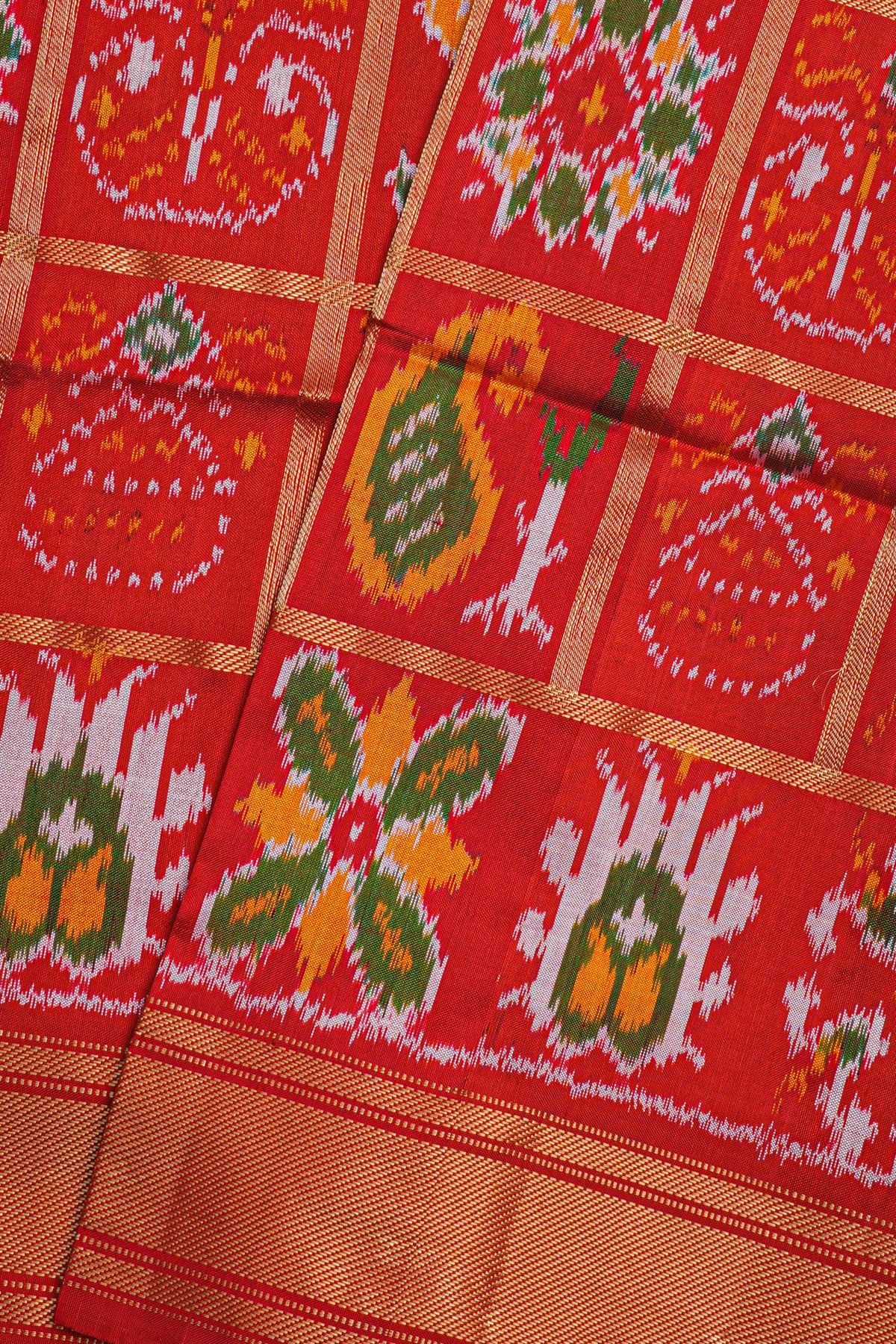 Ikat Silk Red  Saree