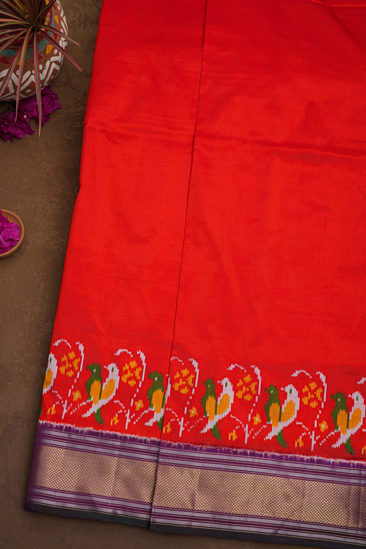Ikat Silk Red  Saree