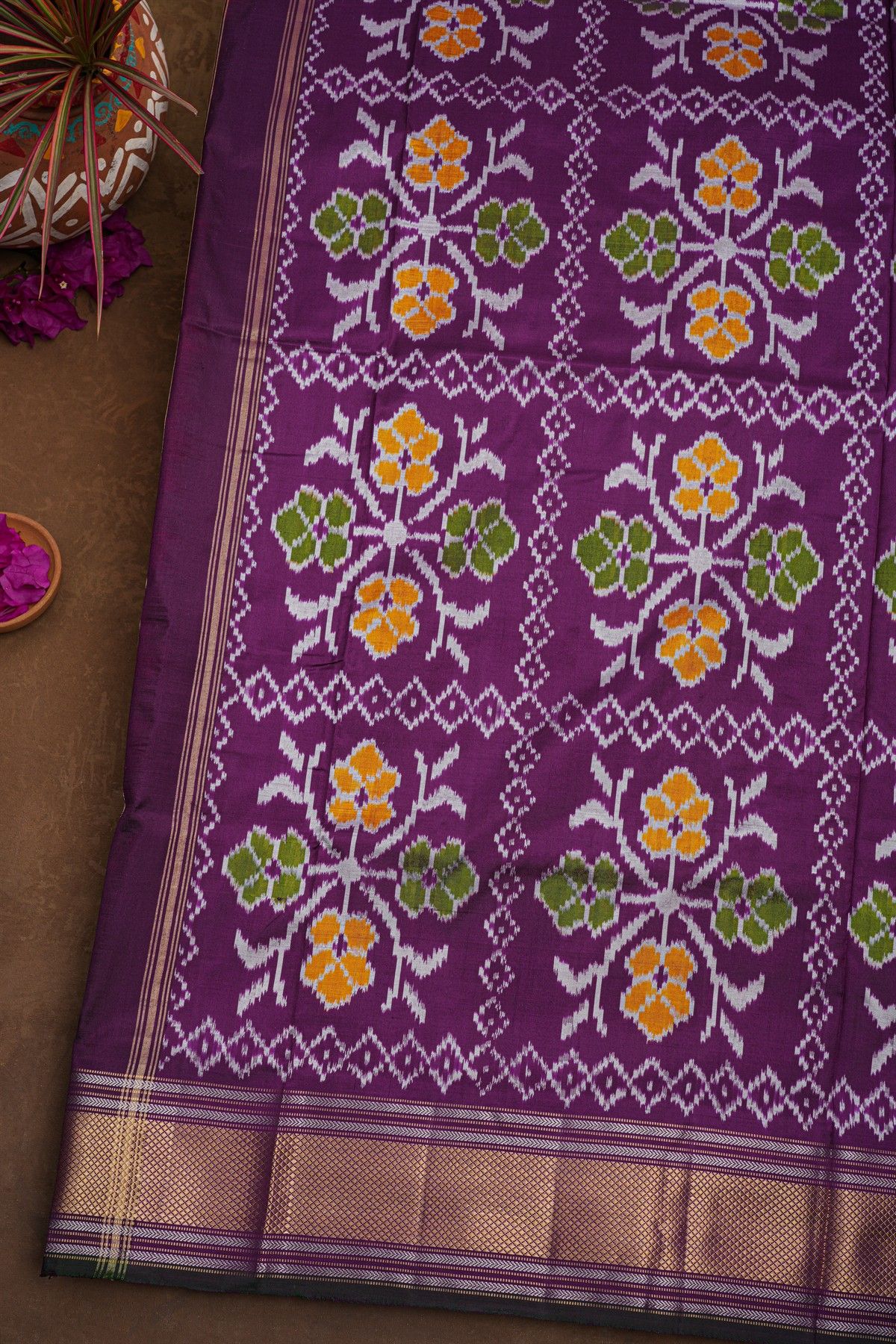 Ikat Silk Red  Saree