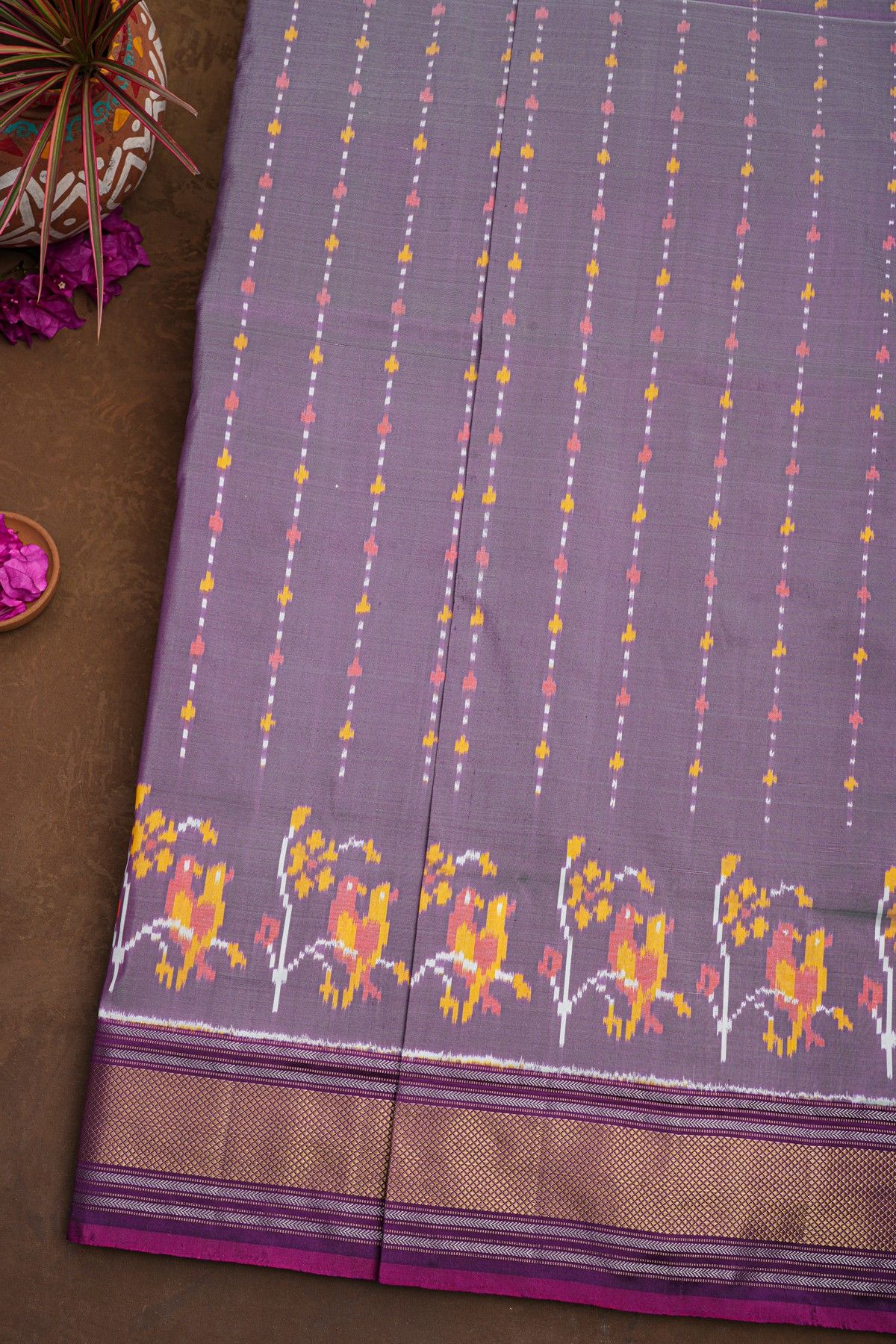 Ikat Silk lavender Saree
