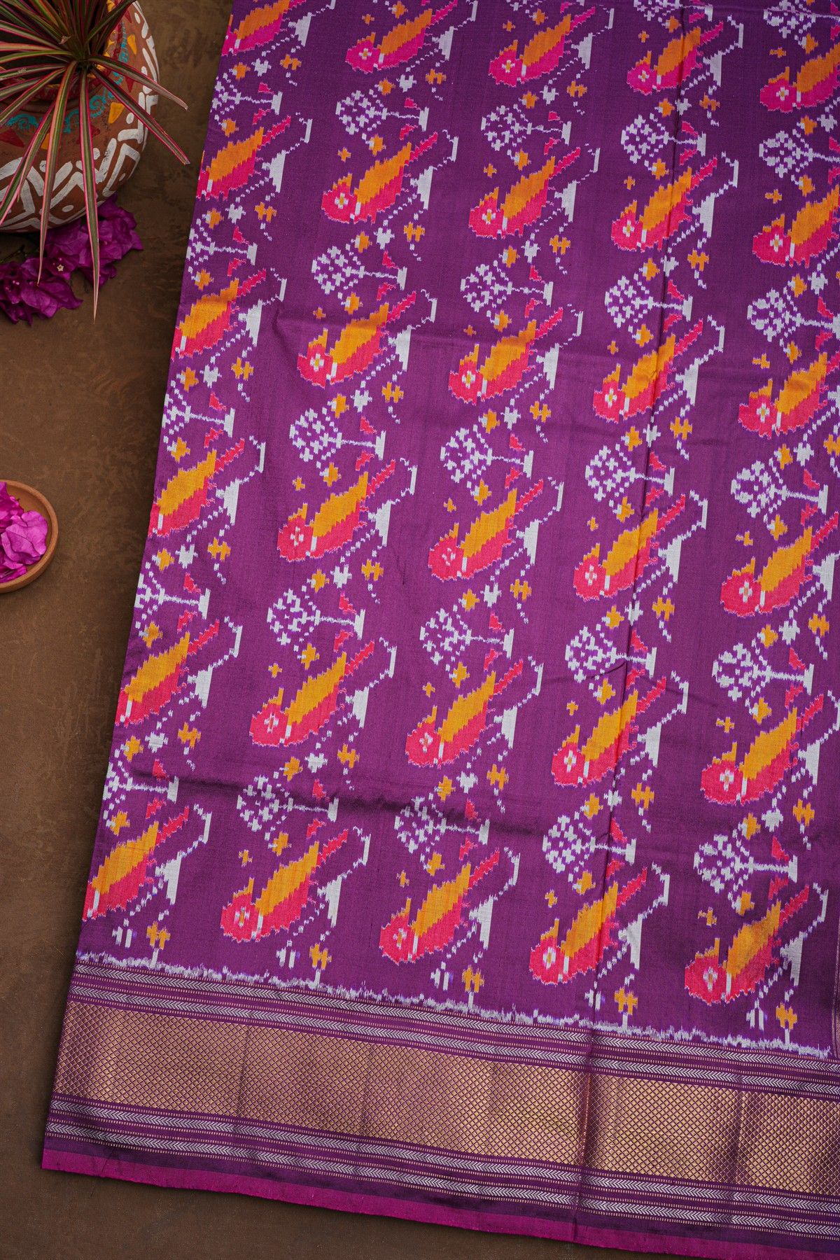 Ikat Silk lavender Saree