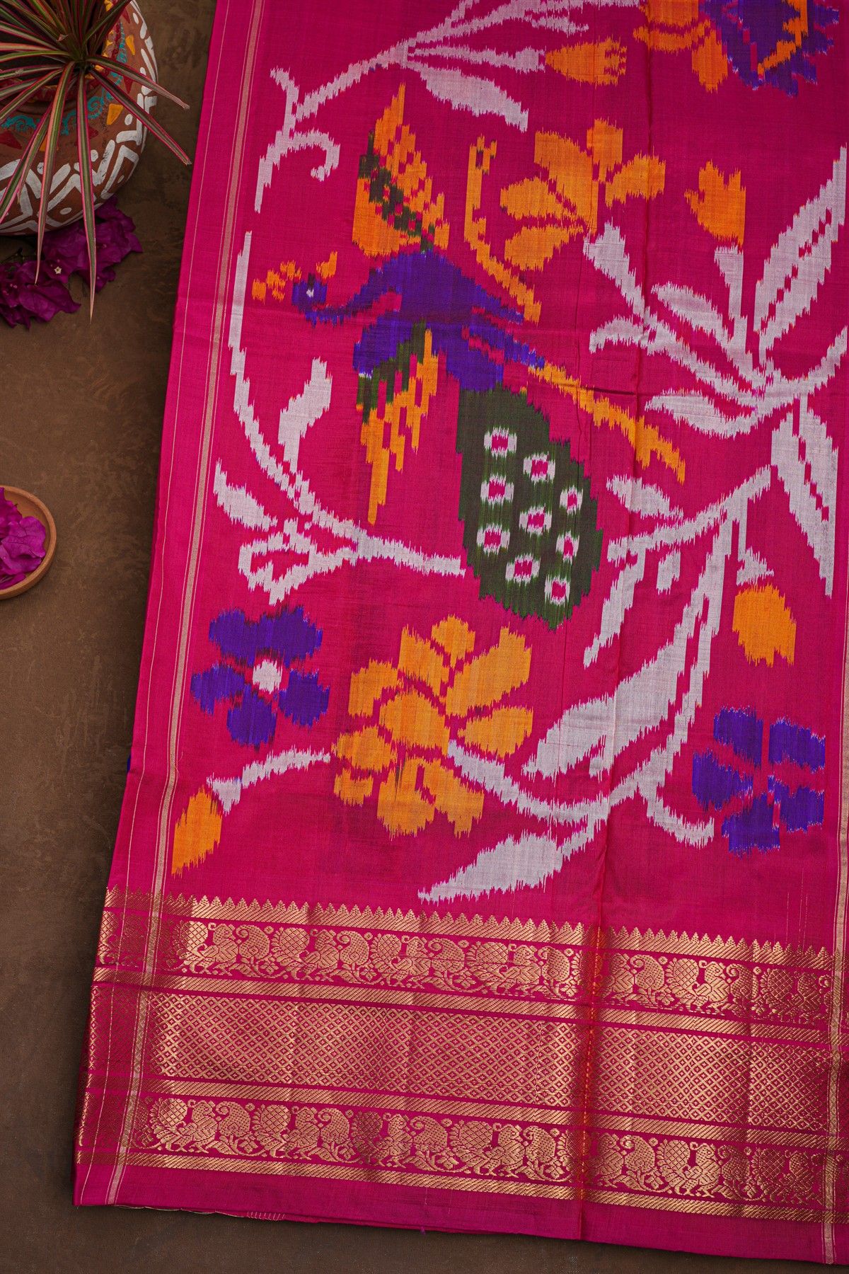 Ikat Silk Royal Blue Saree