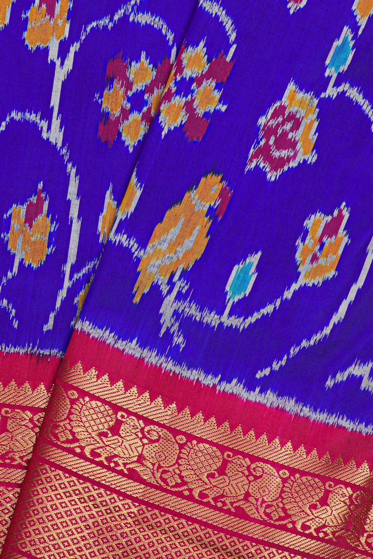 Ikat Silk Royal Blue Saree