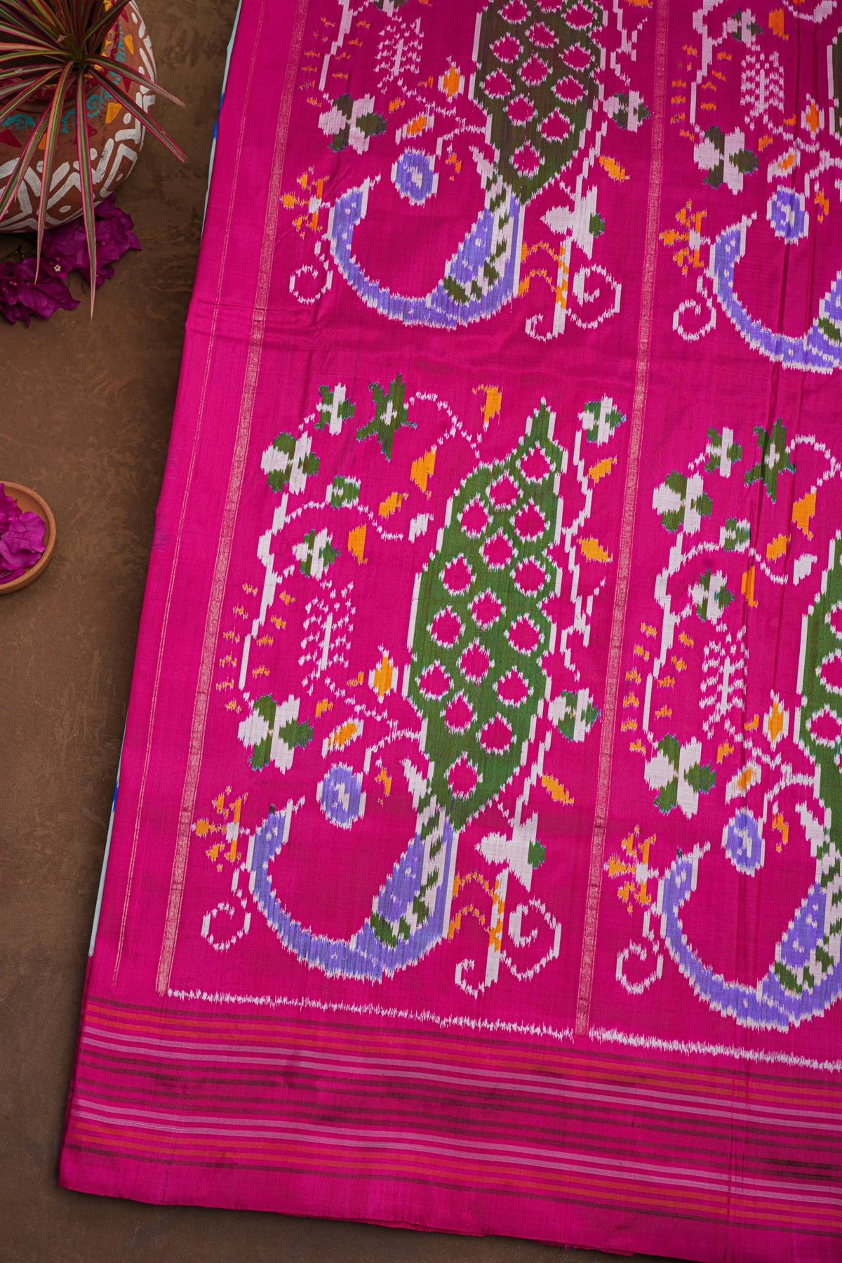 Ikat Silk Sea Green Saree