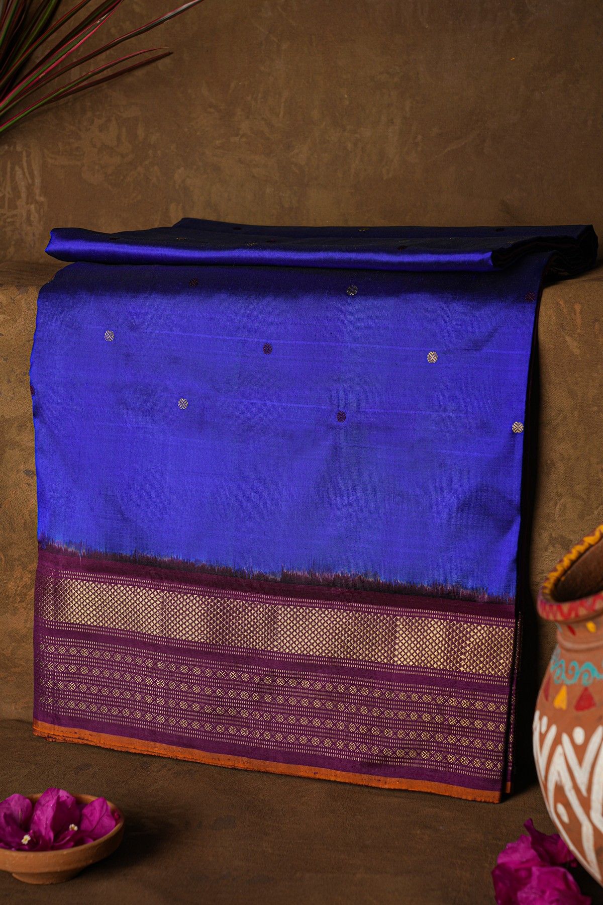 Ikat Silk Royal Blue Saree