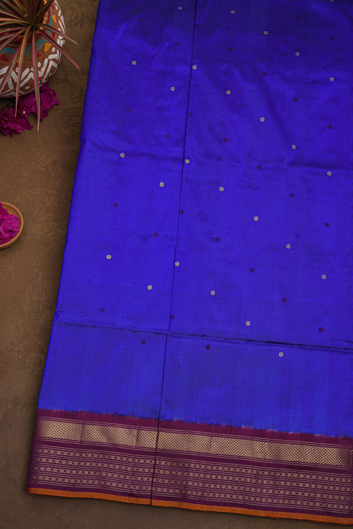 Ikat Silk Royal Blue Saree