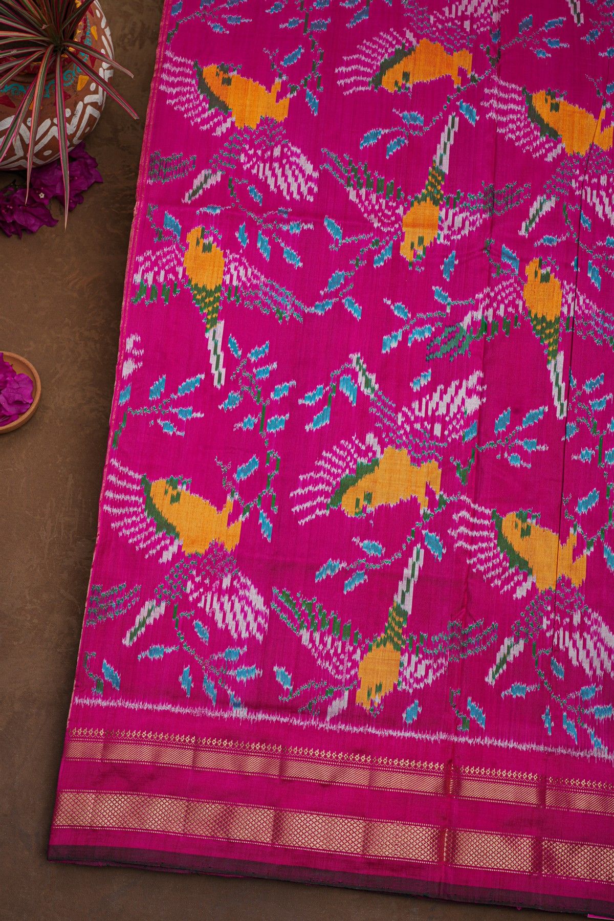 Ikat Silk Wine Saree