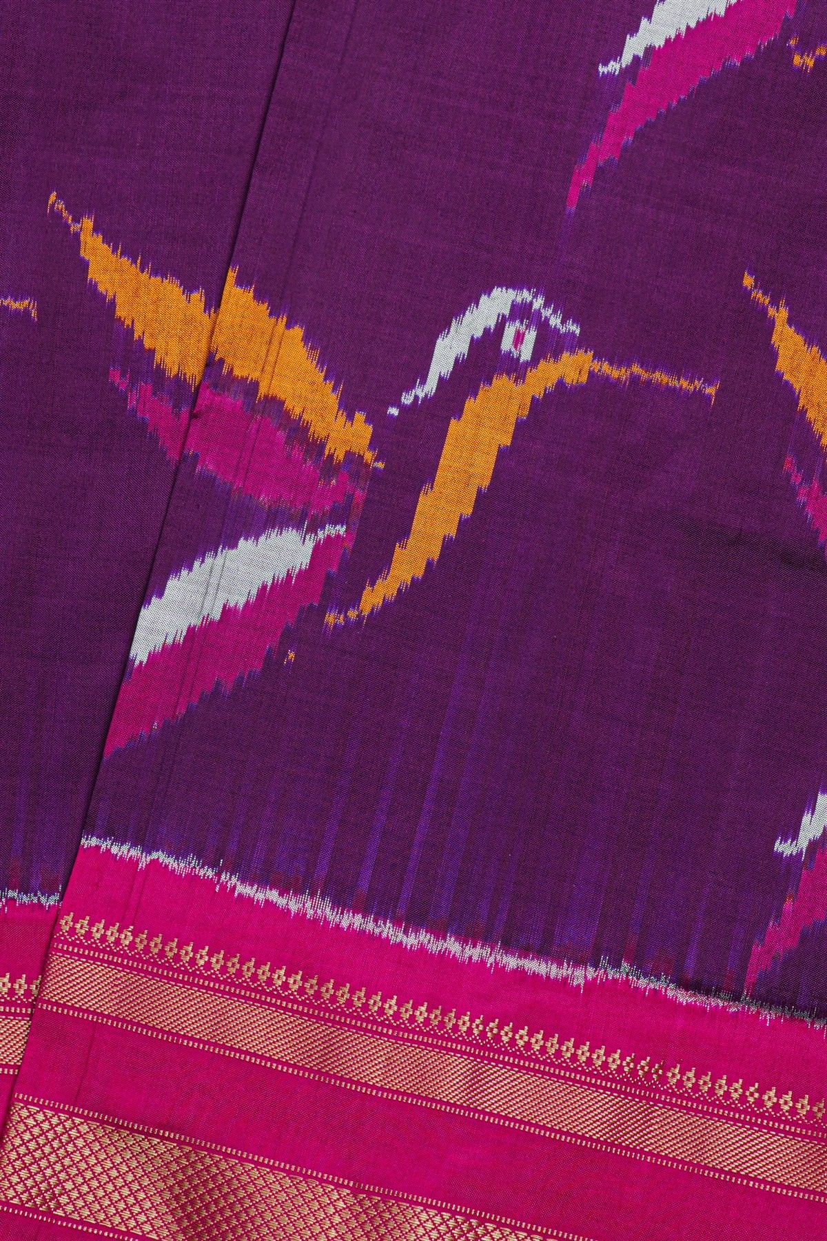 Ikat Silk Wine Saree