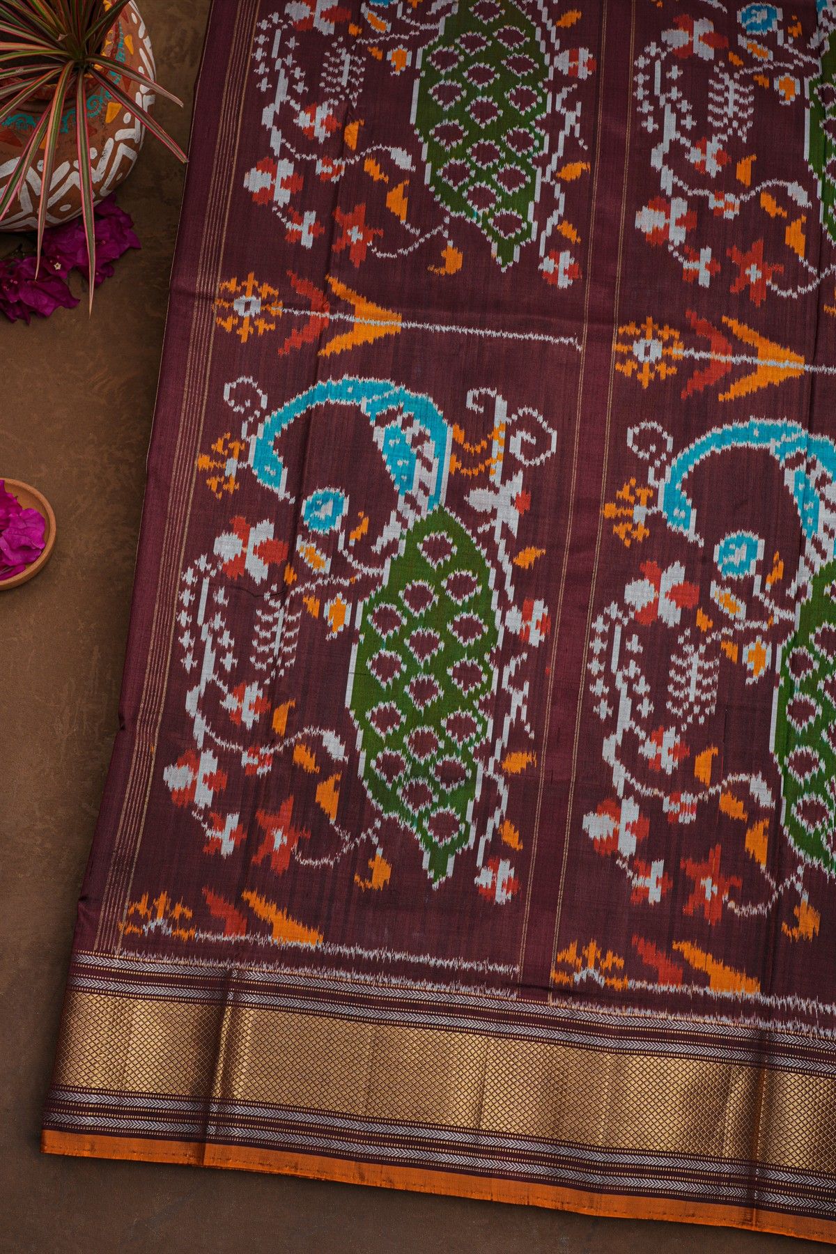 Ikat Silk Sky Blue Saree