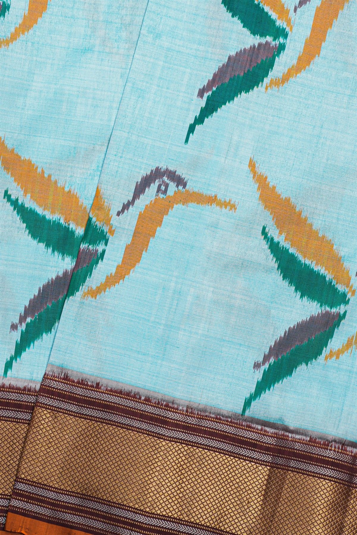 Ikat Silk Sky Blue Saree