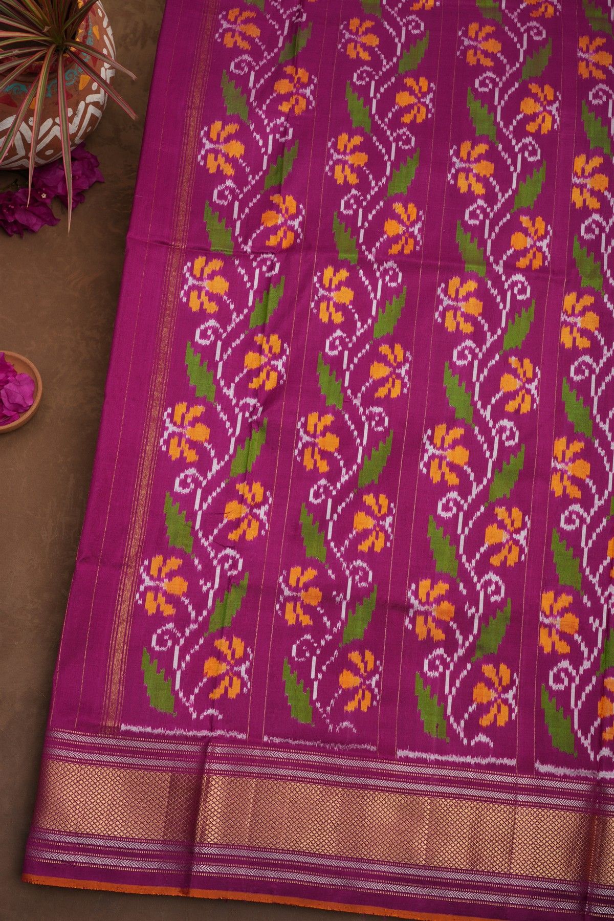 Ikat Silk Sky Blue Saree