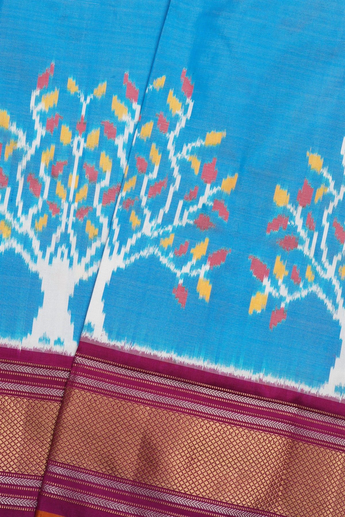 Ikat Silk Sky Blue Saree