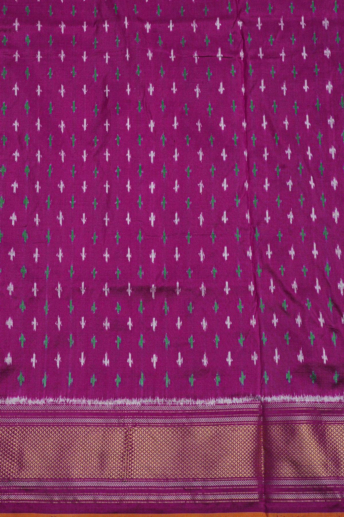 Ikat Silk Cream Saree