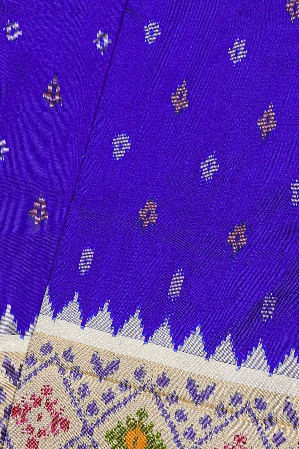 Ikat Silk Royal Blue Saree