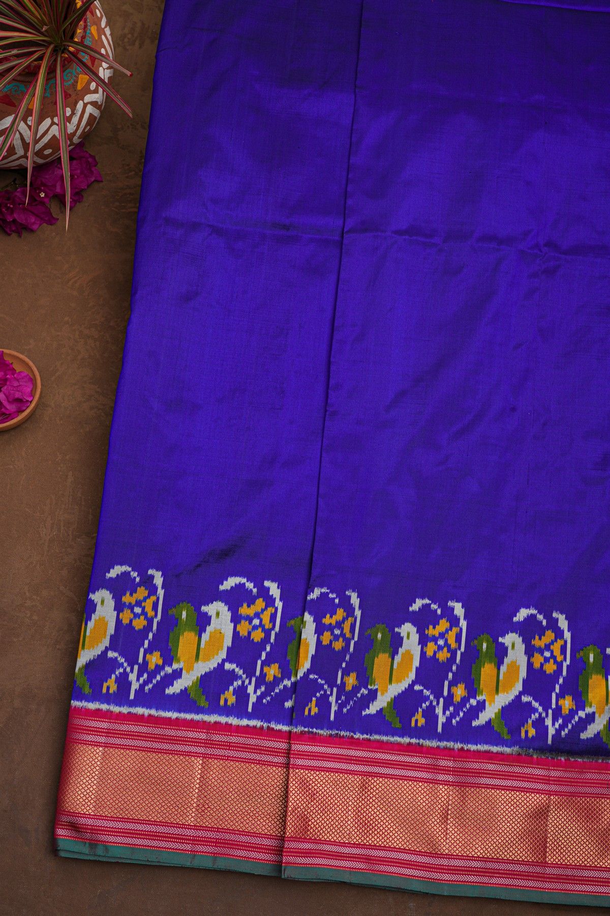 Ikat Silk Royal Blue Saree