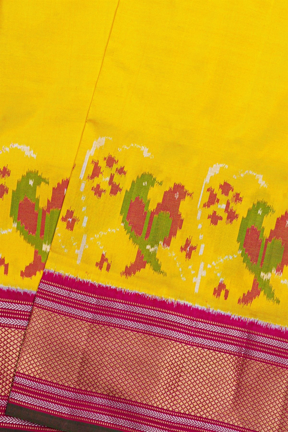 Ikat Silk Yellow Saree