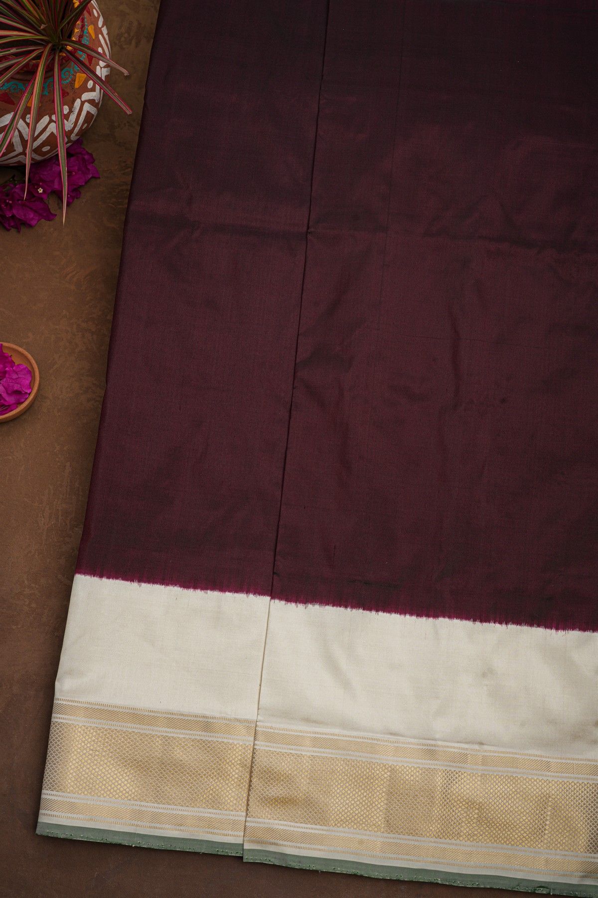 Ikat Silk Dark Maroon Saree