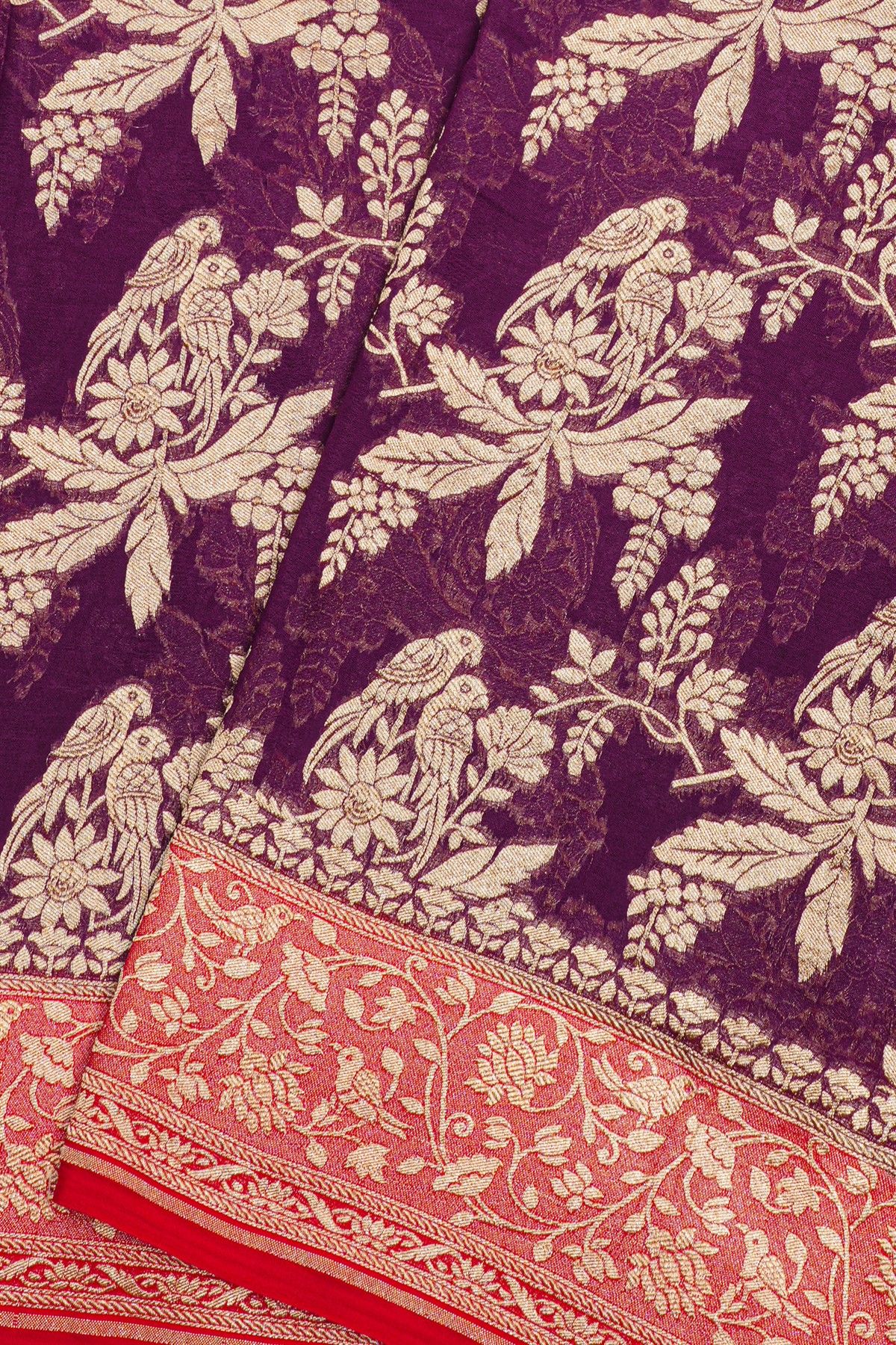 Kaddi Georgette Wine Saree