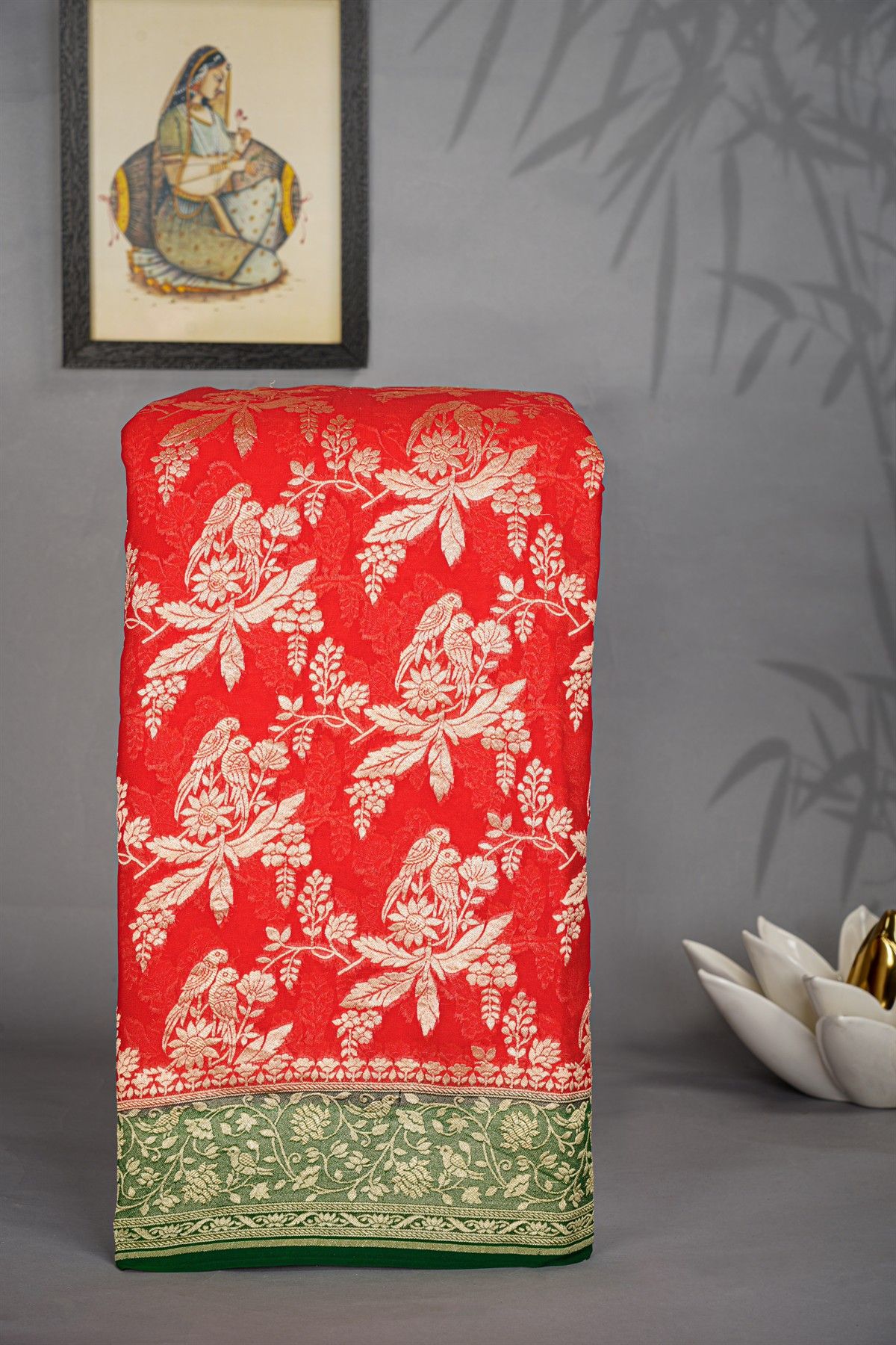 Kaddi Georgette Red Saree