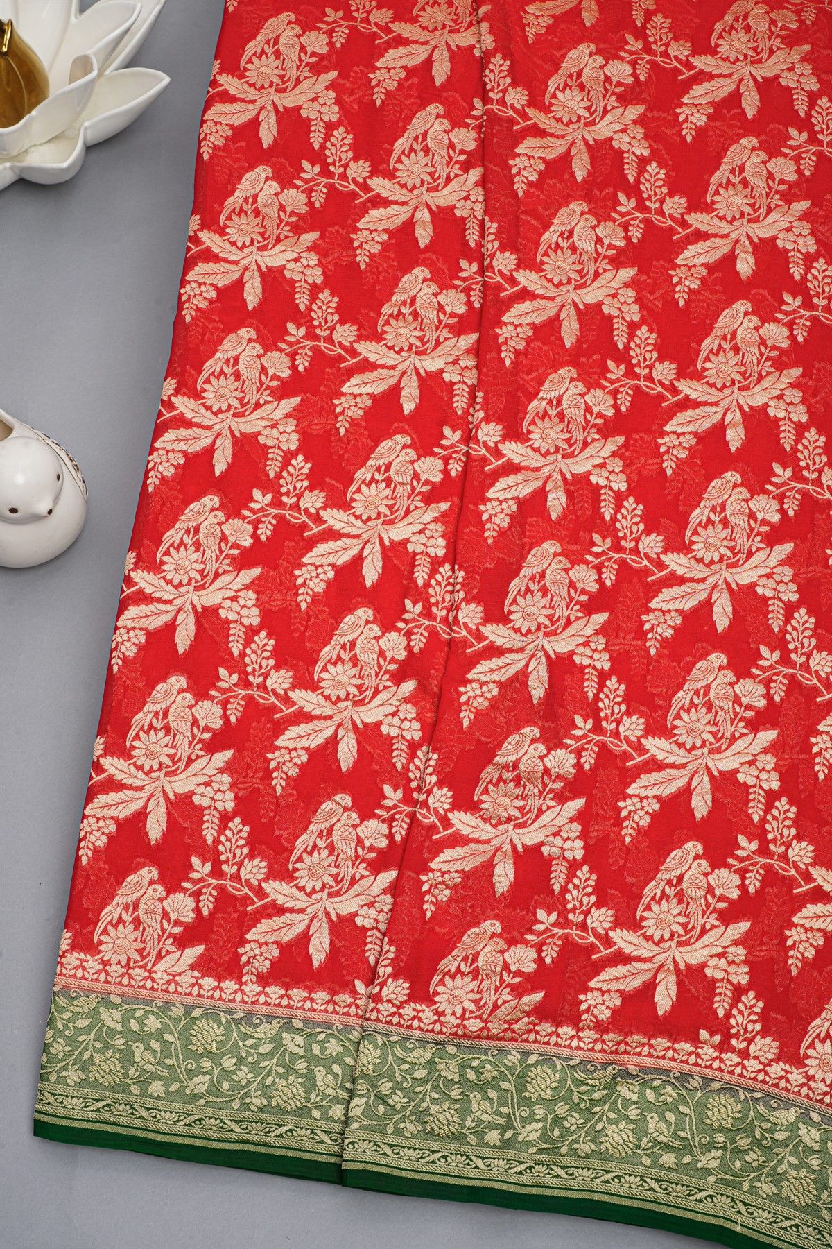 Kaddi Georgette Red Saree