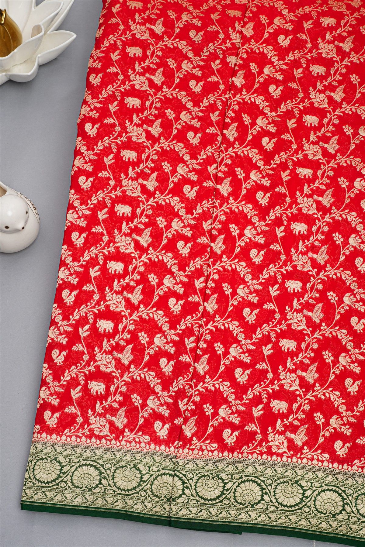 Kaddi Georgette Red Saree