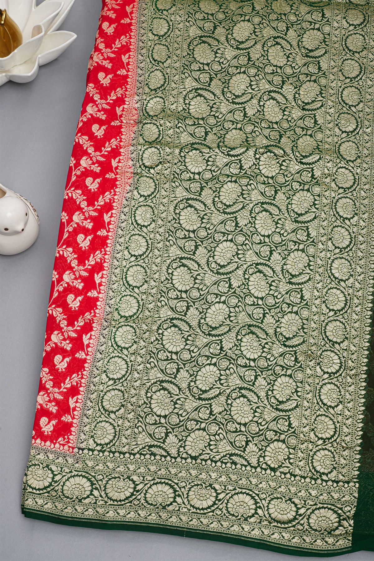 Kaddi Georgette Red Saree