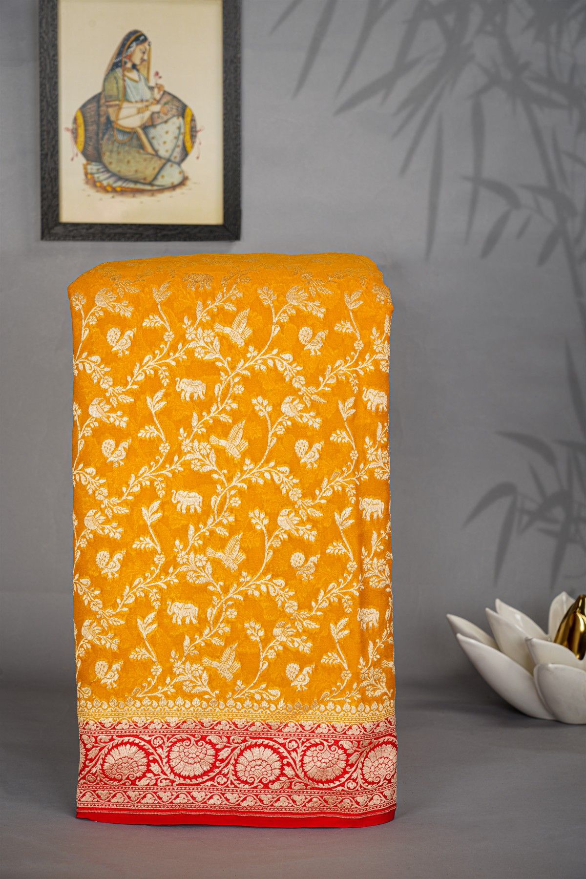 Kaddi Georgette Mustard Saree