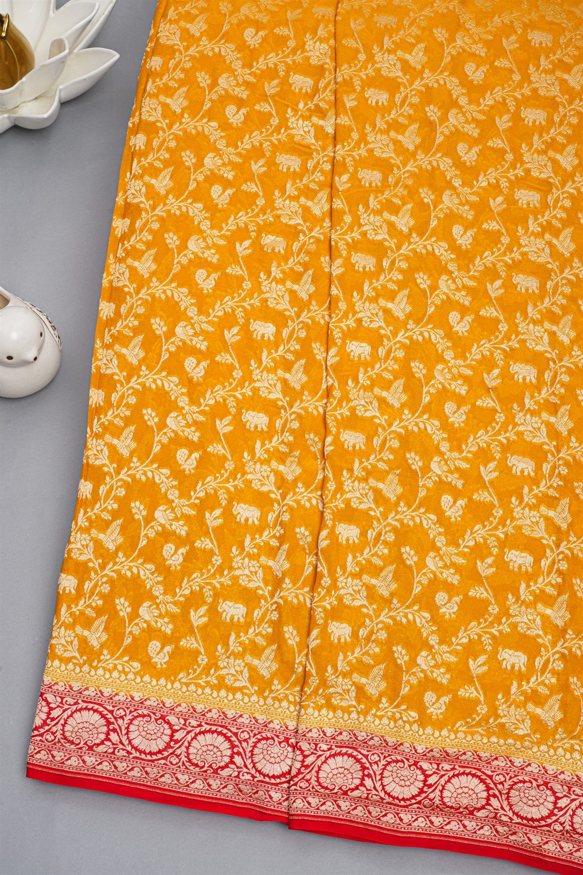 Kaddi Georgette Mustard Saree