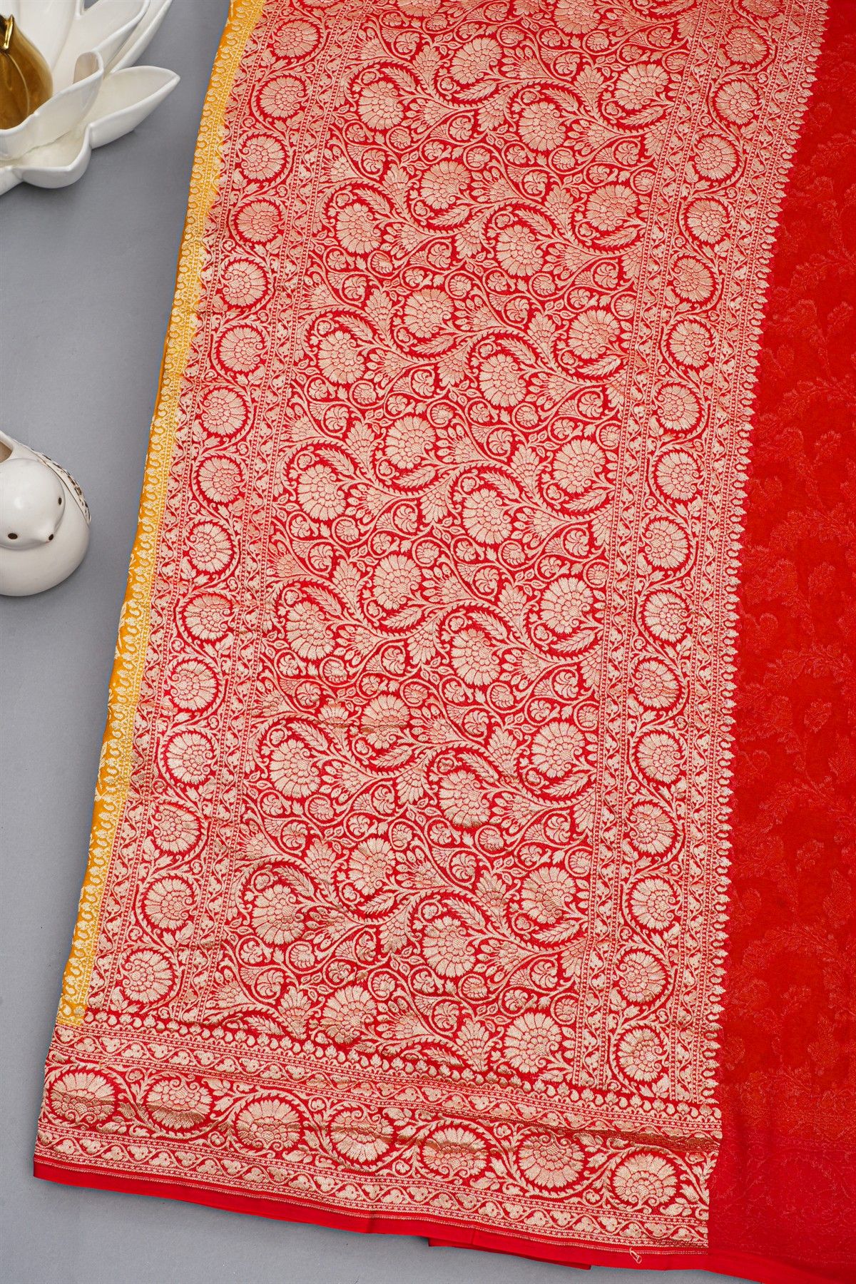 Kaddi Georgette Mustard Saree