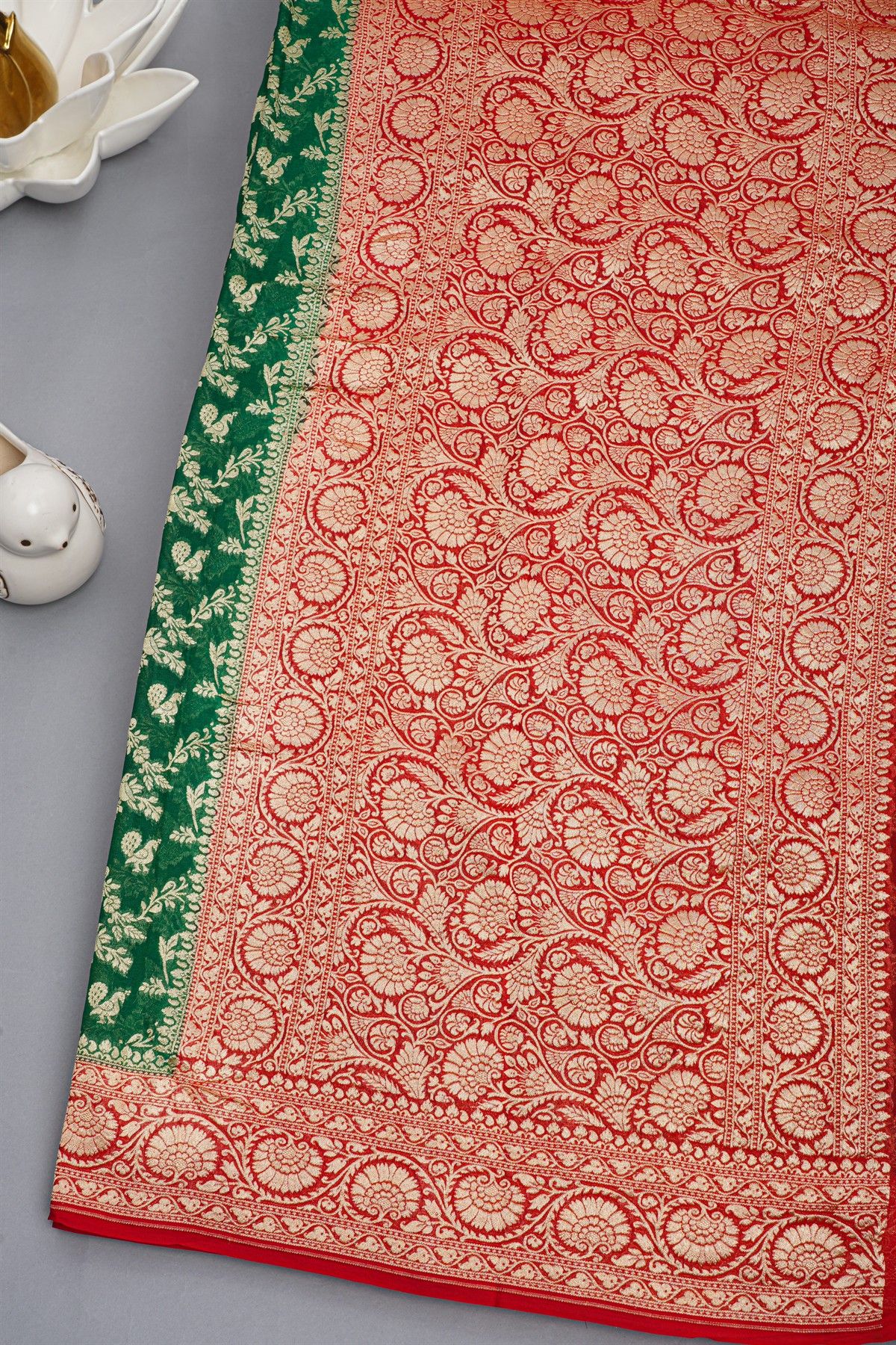 Kaddi Georgette Bottle Green Saree