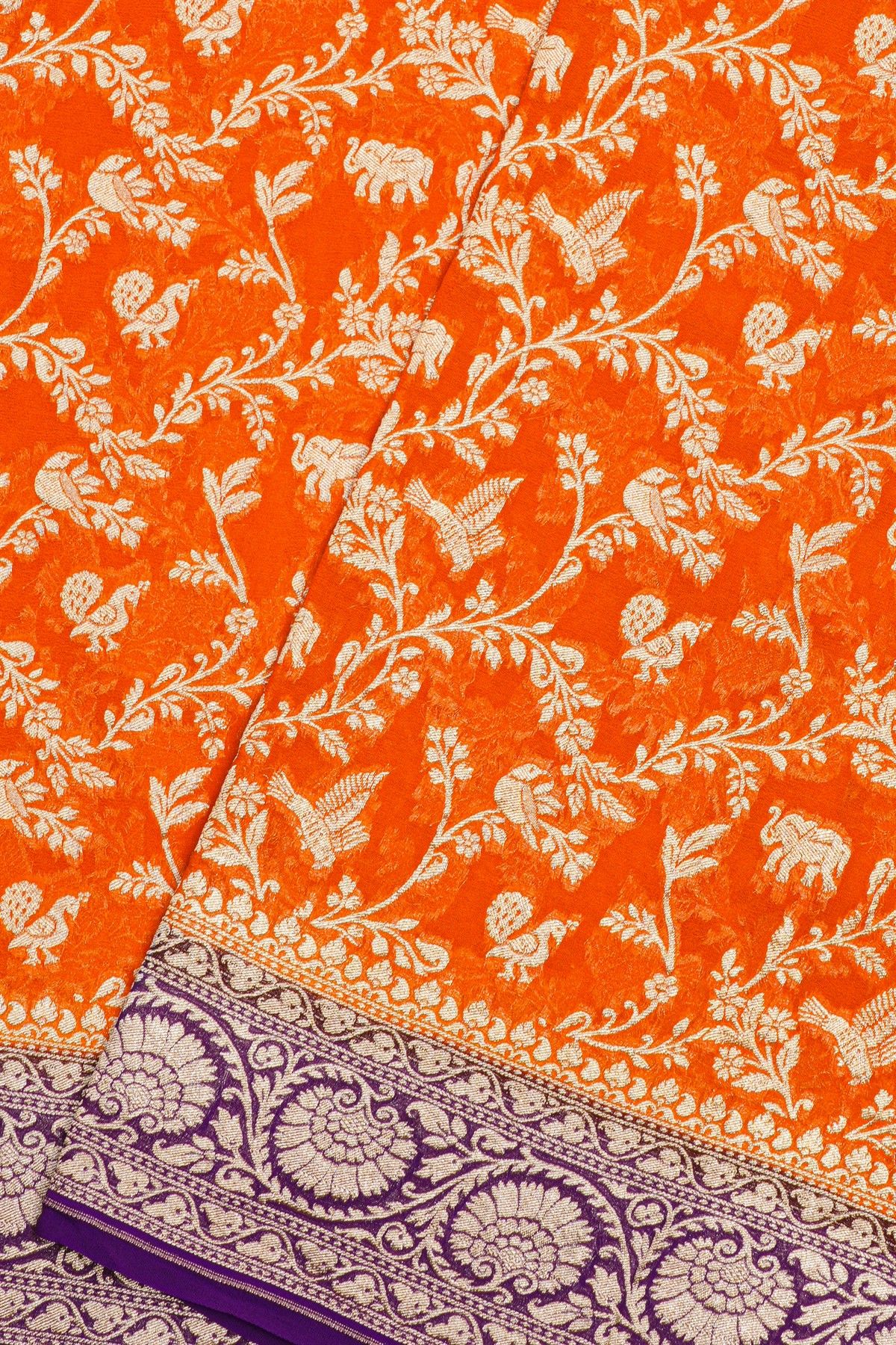 Kaddi Georgette Orange Saree