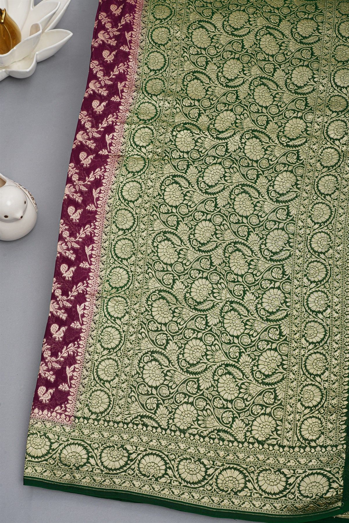 Kaddi Gerogette Wine Saree