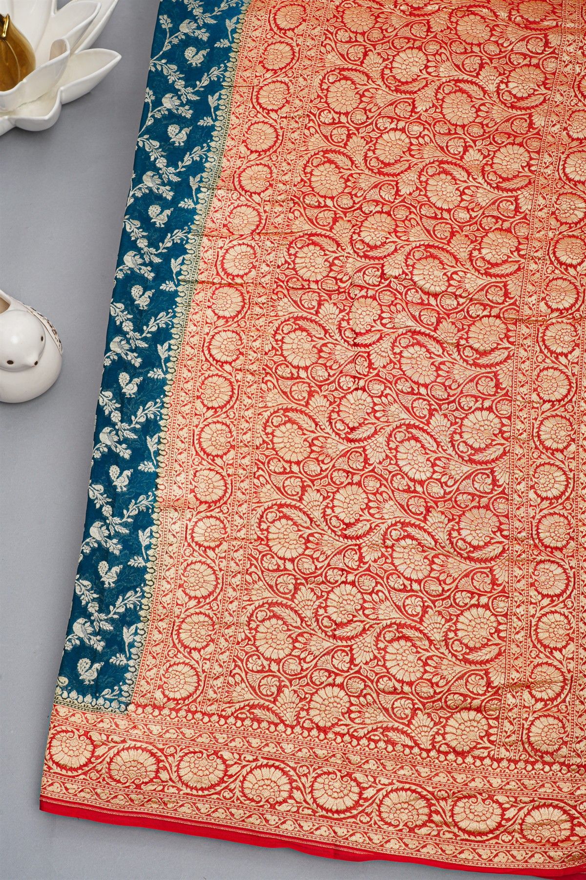 Kaddi Georgette Teal Blue saree